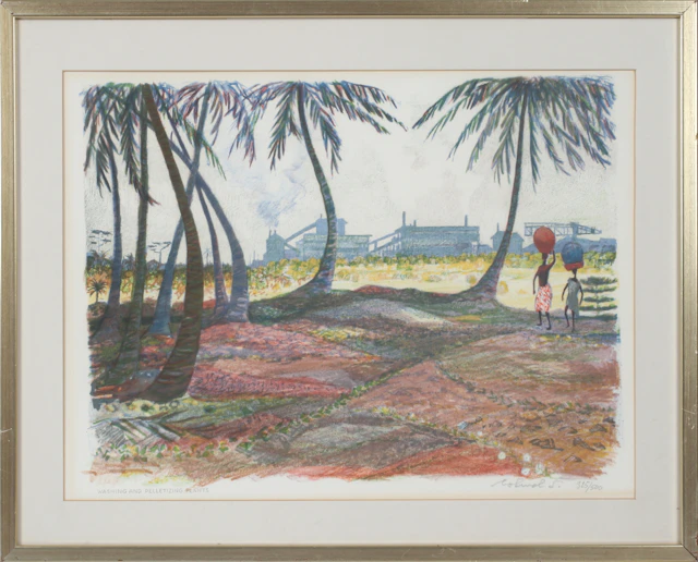 ROLAND SVENSSON. "Washing and Pelletizing Plants",litografi, signerad