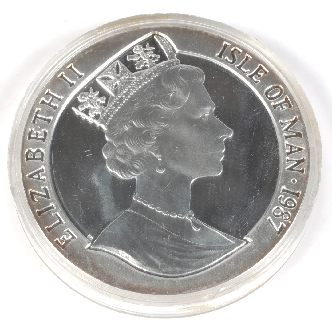SILVERMEDALJ, 999/1000, 10 Crowns, Elisabeth II, Isle of Man. 1987.
