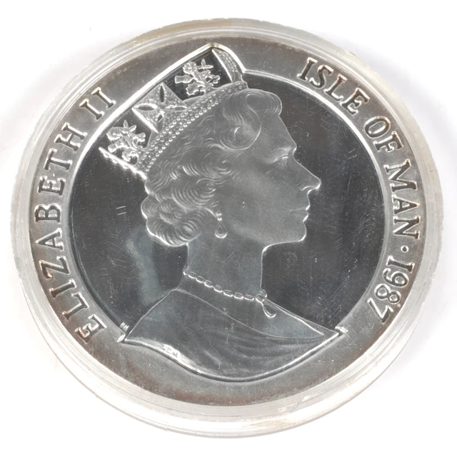 SILVERMEDALJ, 999/1000, 10 Crowns, Elisabeth II, Isle of Man. 1987.