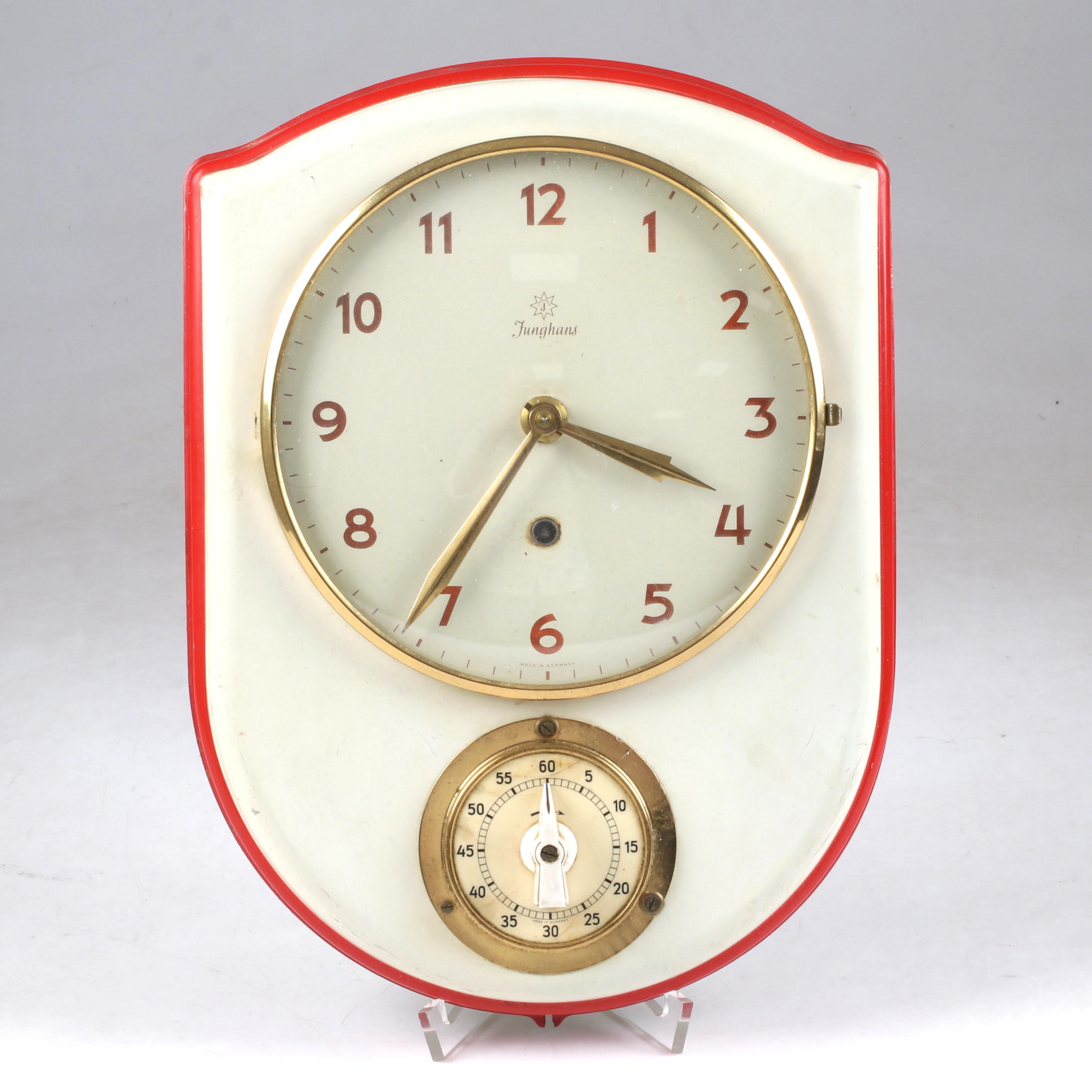 VÄGGKLOCKA med timer, Junghans, 1900-talets mitt.