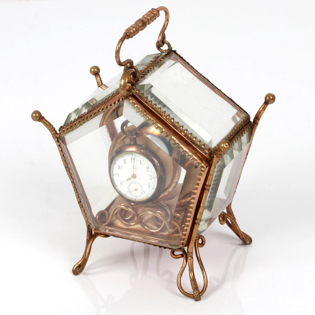 FICKUR, silver, sk. "mormorsur", Remontoir och KLOCKGÖMMA, gulmetall/glas.