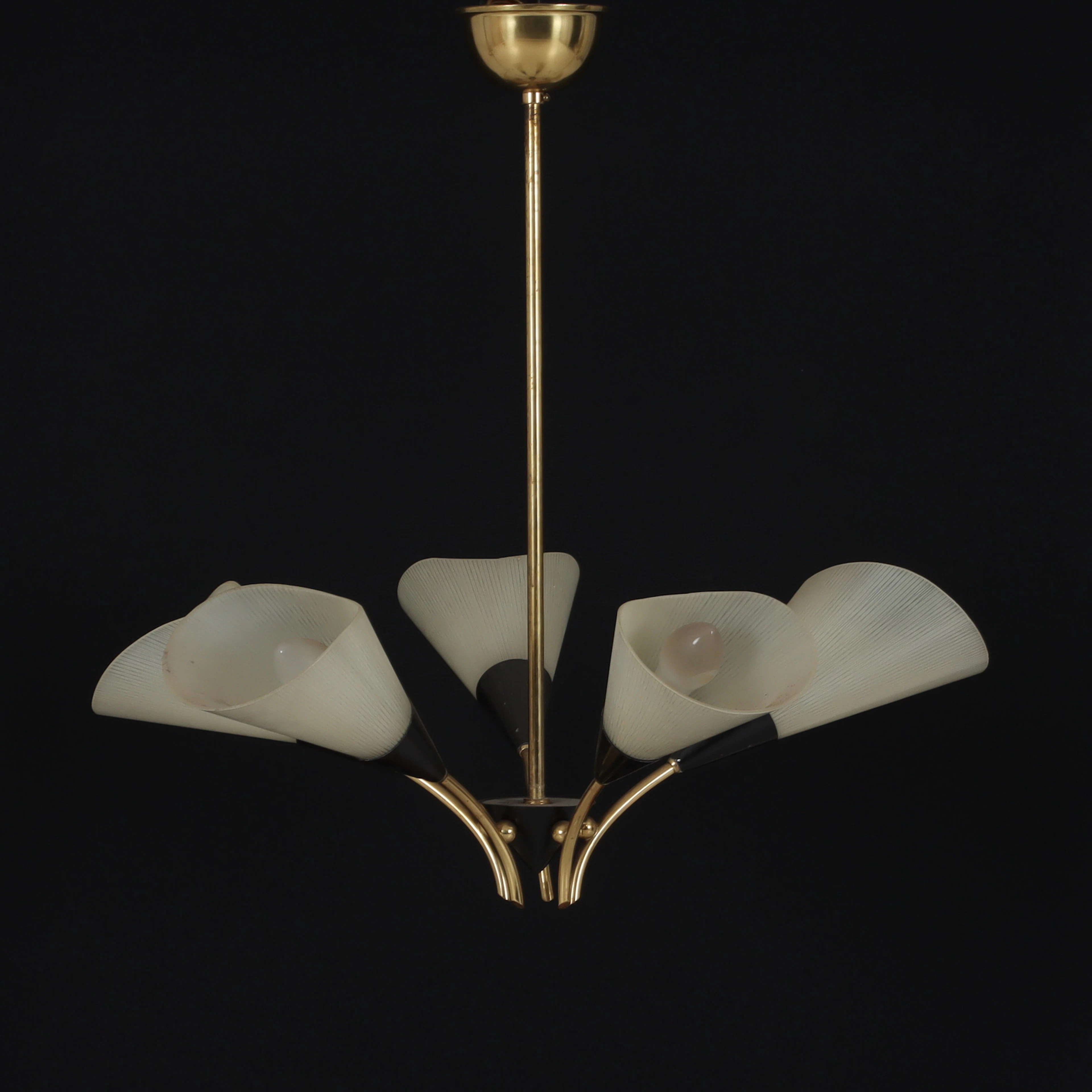 TAKLAMPA, glas, metall, 1900-talets mitt.