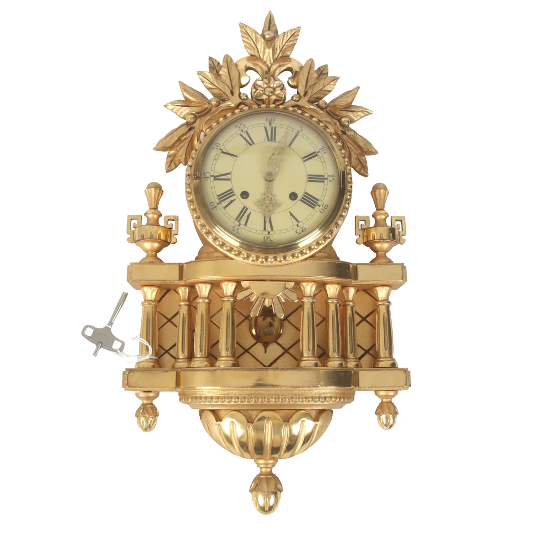 VÄGGPENDYL, förgylld, Gustaviansk stil. 1900-tal.