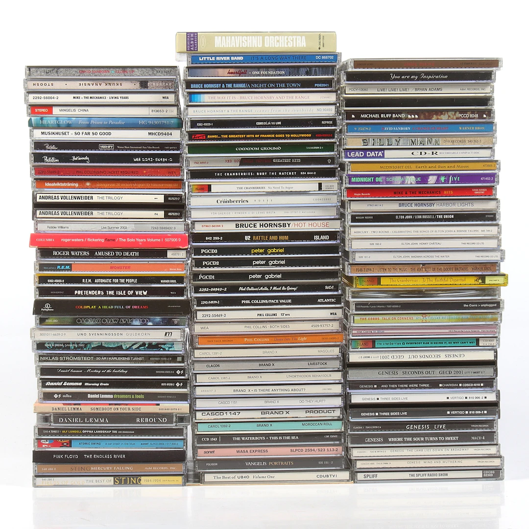 CD-SKIVOR, ca 100 st, bl.a. Coldplay, Bruce Hornsby, Sting, Brand-X
