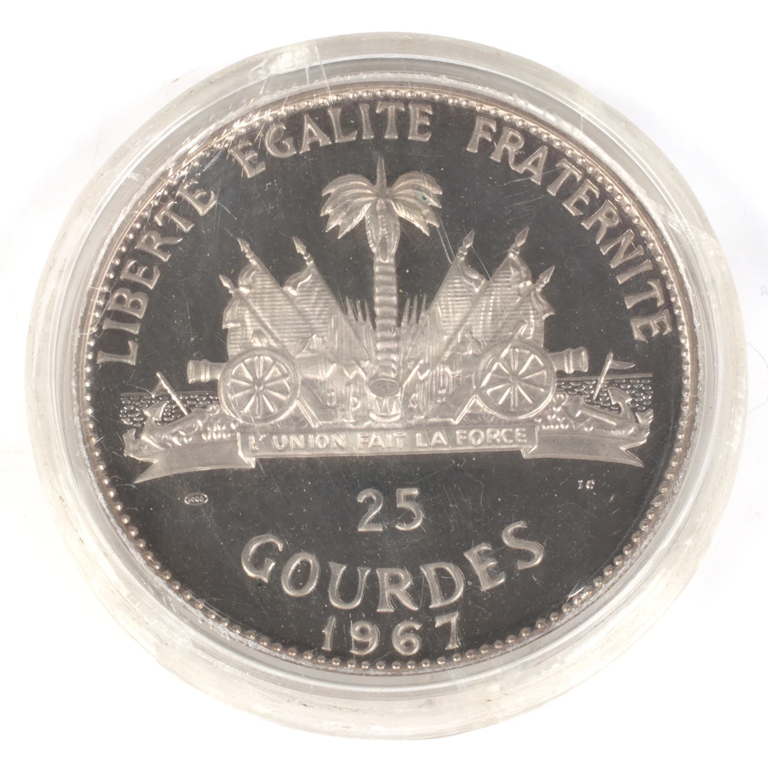 SILVERMEDALJ, 999/1000, 25 Gourdes, Haiti. 1967.