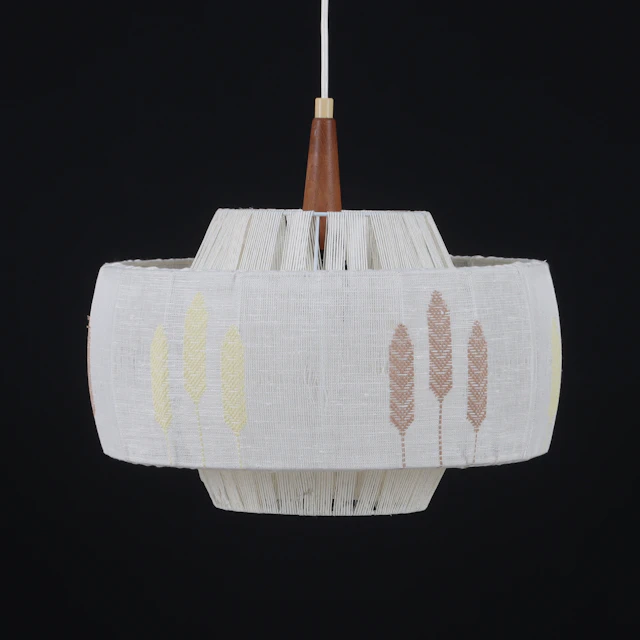 TAKLAMPA, tyg och teak, 1950/60-tal.