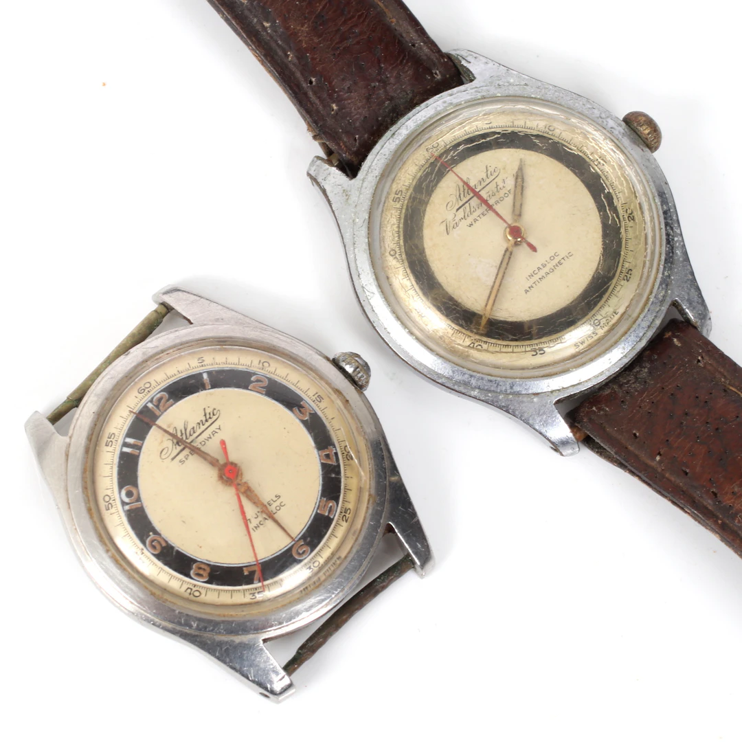 ARMBANDSUR, 2 st, "Världsmästarur" & "Speedway", manuellt uppdrag, Atlantic.