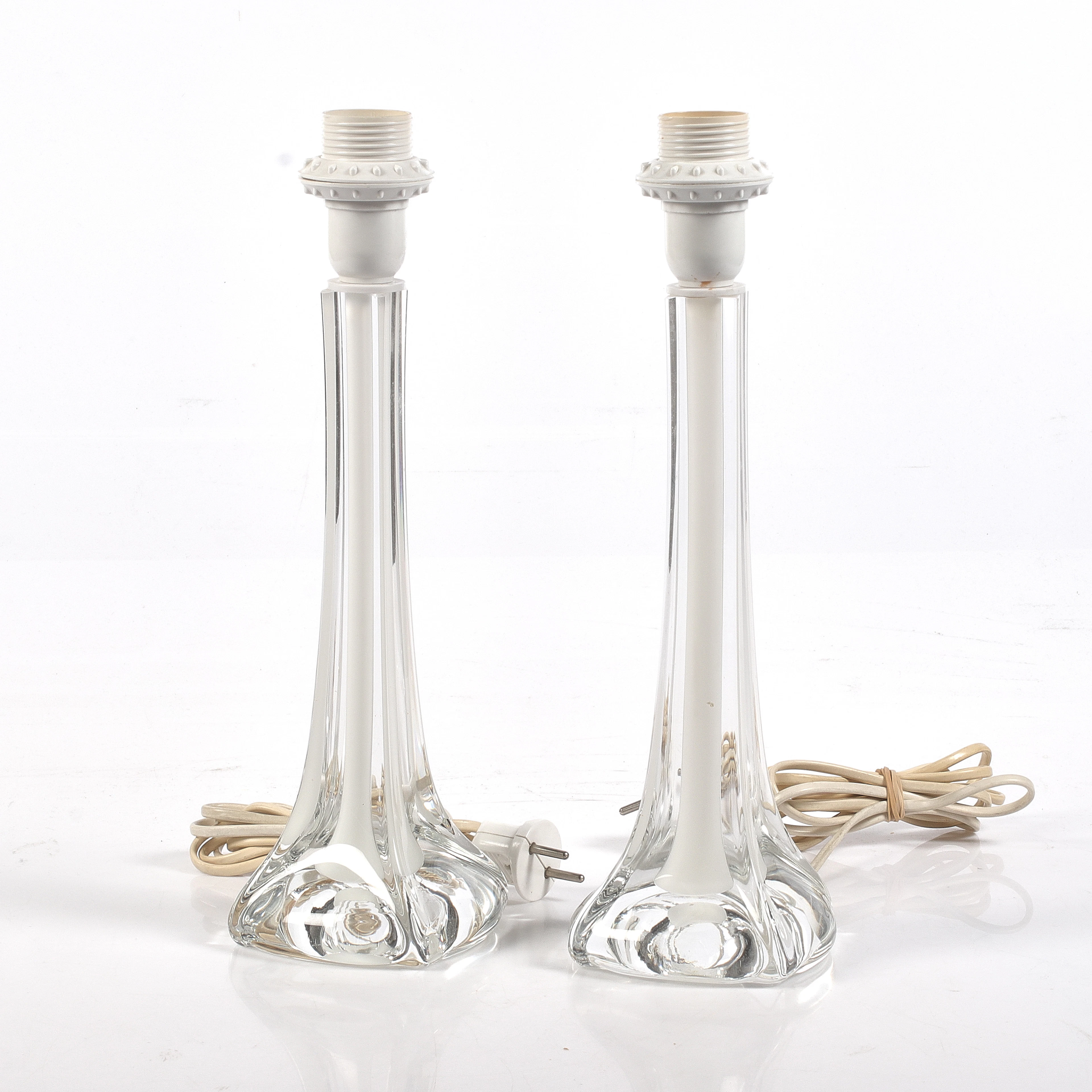 BORDSLAMPOR, 1 par, glas, Flygsfors, 1900-tal.
