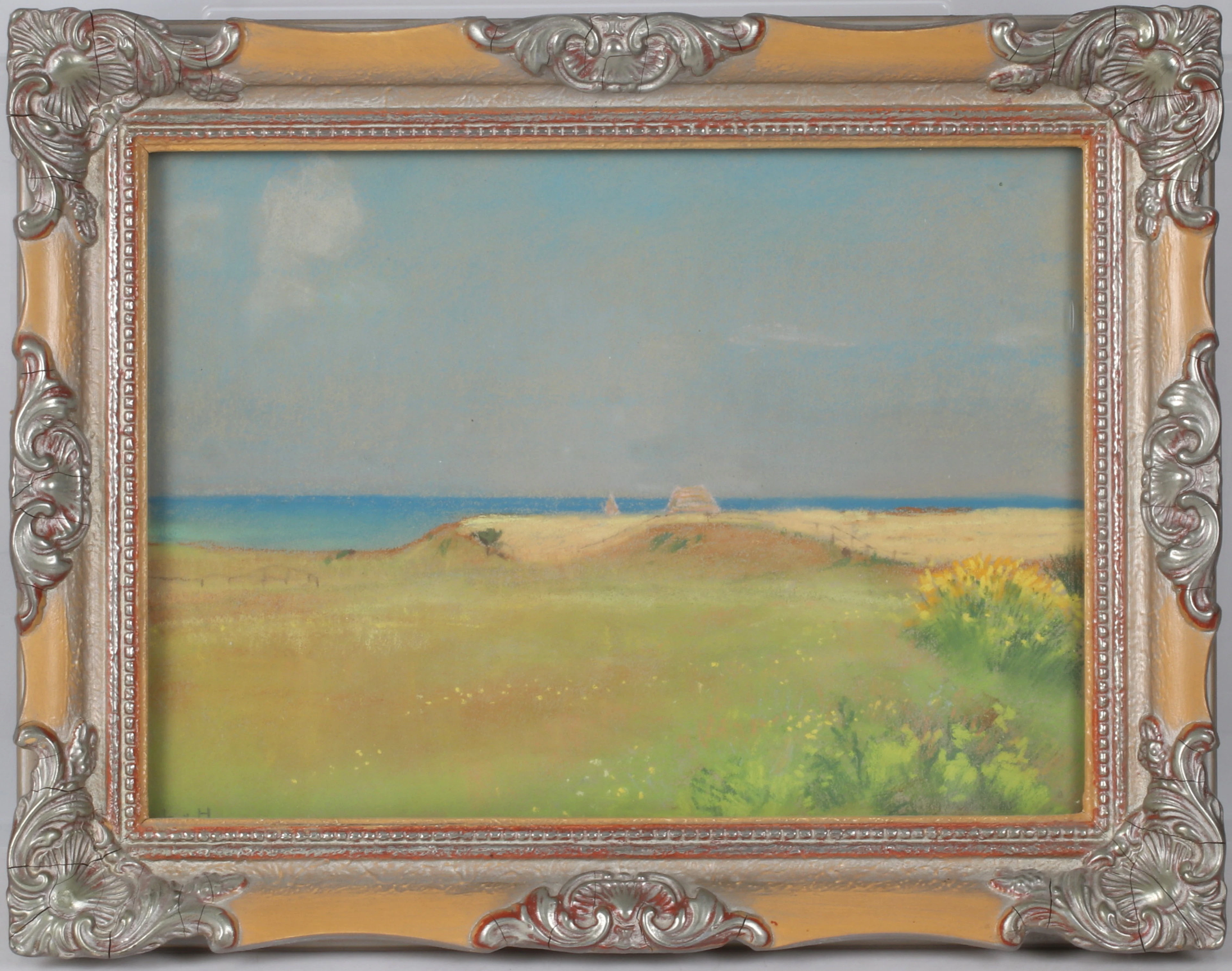 OIDENTIFIERAD KONSTNÄR. Strandmotiv, pastell, signerad LH.