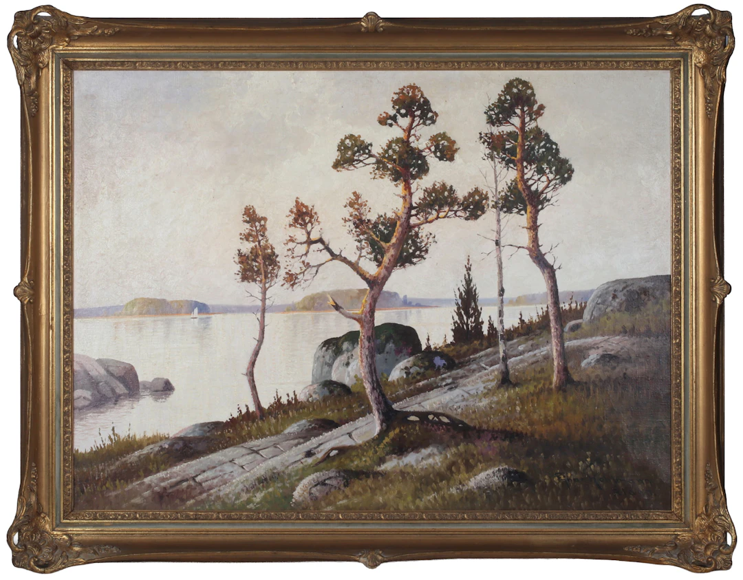 EJNAR KOHLMANN. Motiv från Åland, olja på duk, signerad.