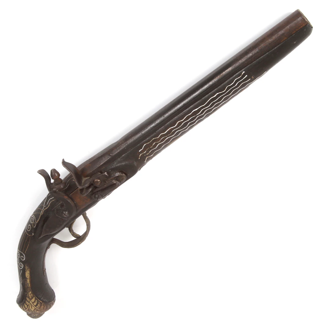 PISTOL, troligen replika, flintlås, Osmanska riktet. 1800-tal.