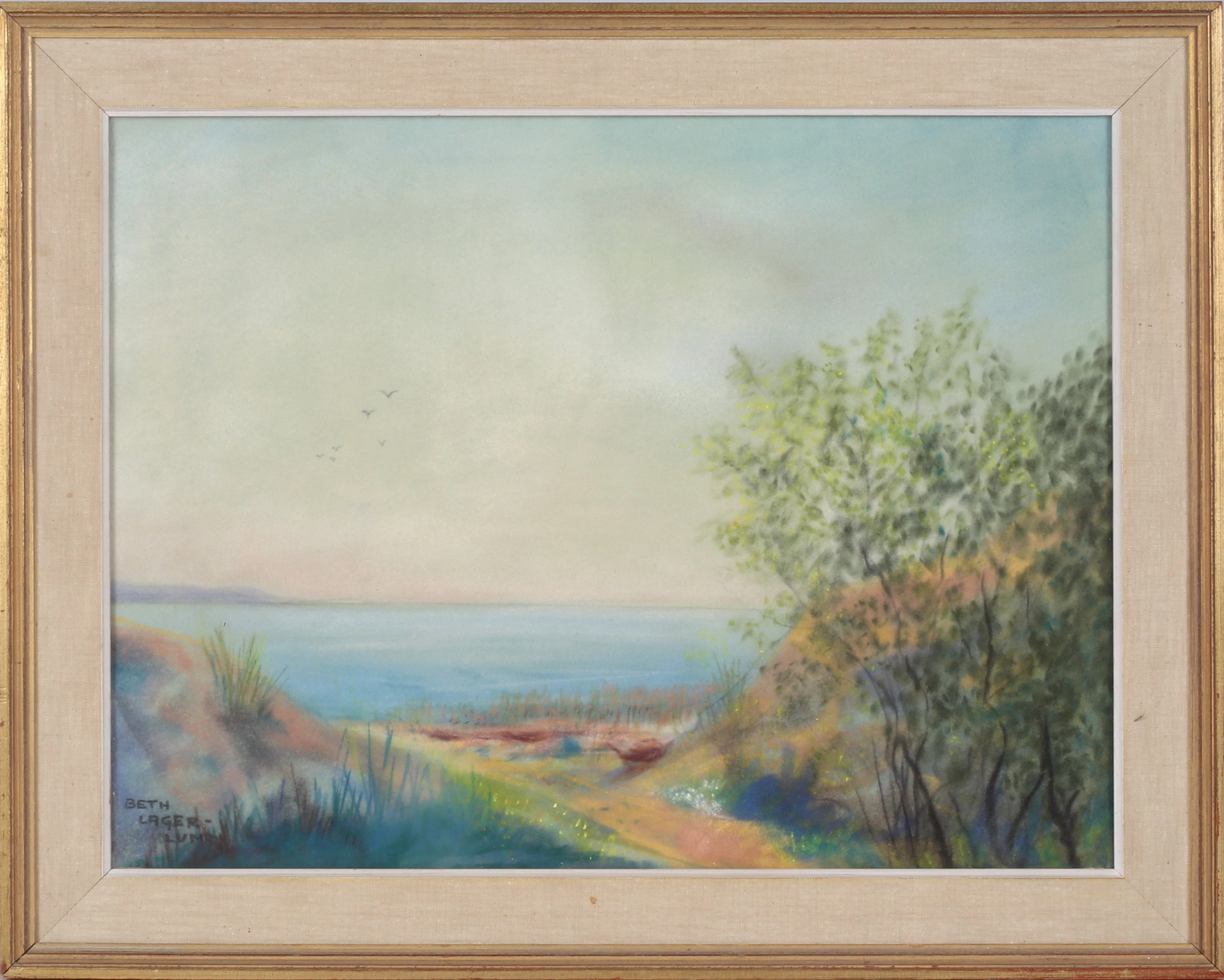 BETH LAGERLUND (1914-1975). Vid stranden, pastell på papper, signerad.