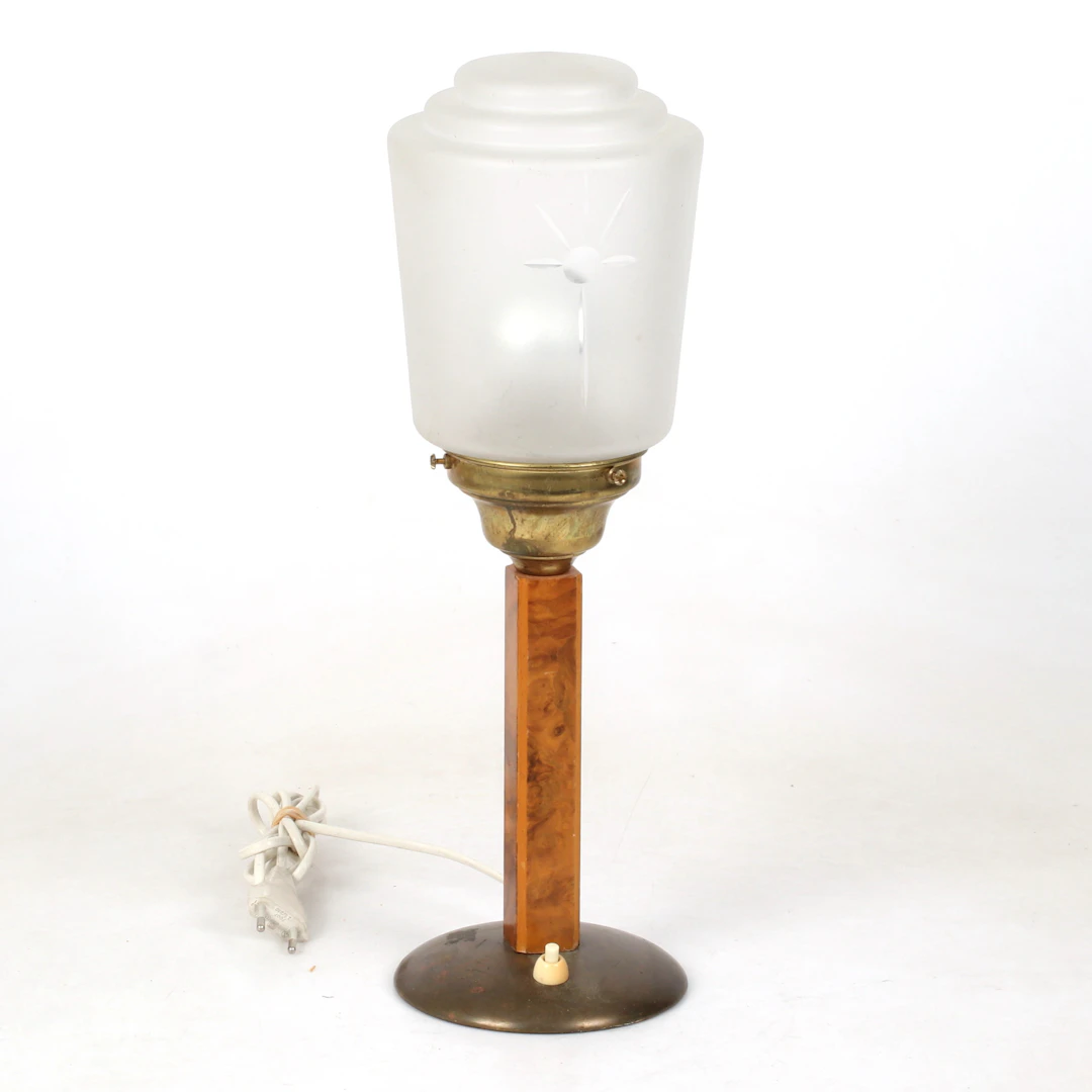 BORDSLAMPA, metall och trä, 1900-talets första hälft.