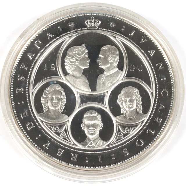 SILVERMEDALJ, 925/1000, 10 000 Peseta, Juan Carlos I, Spanien. 1990.