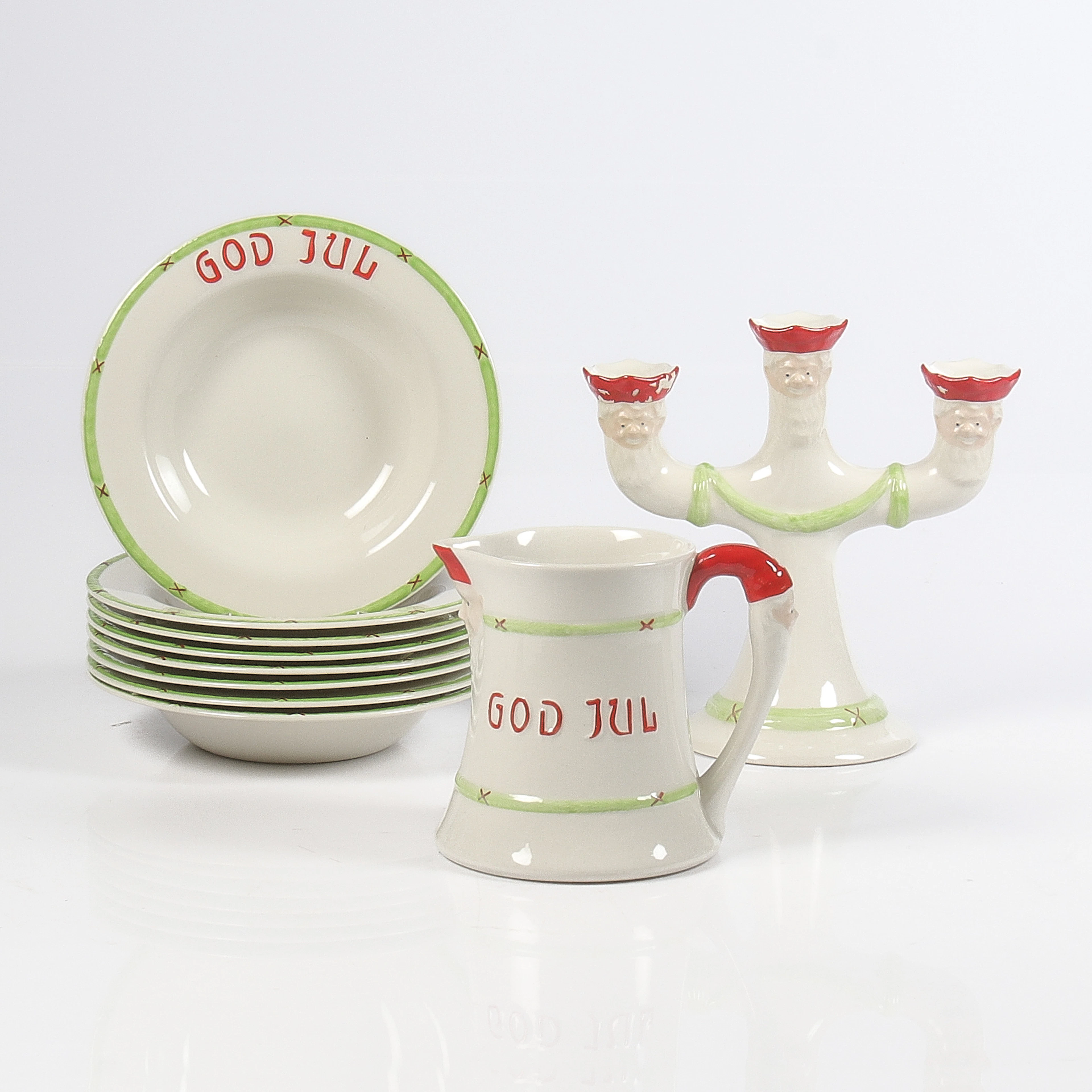 SERVISDELAR, 10 st, "God Jul", porslin, Gustavsberg.