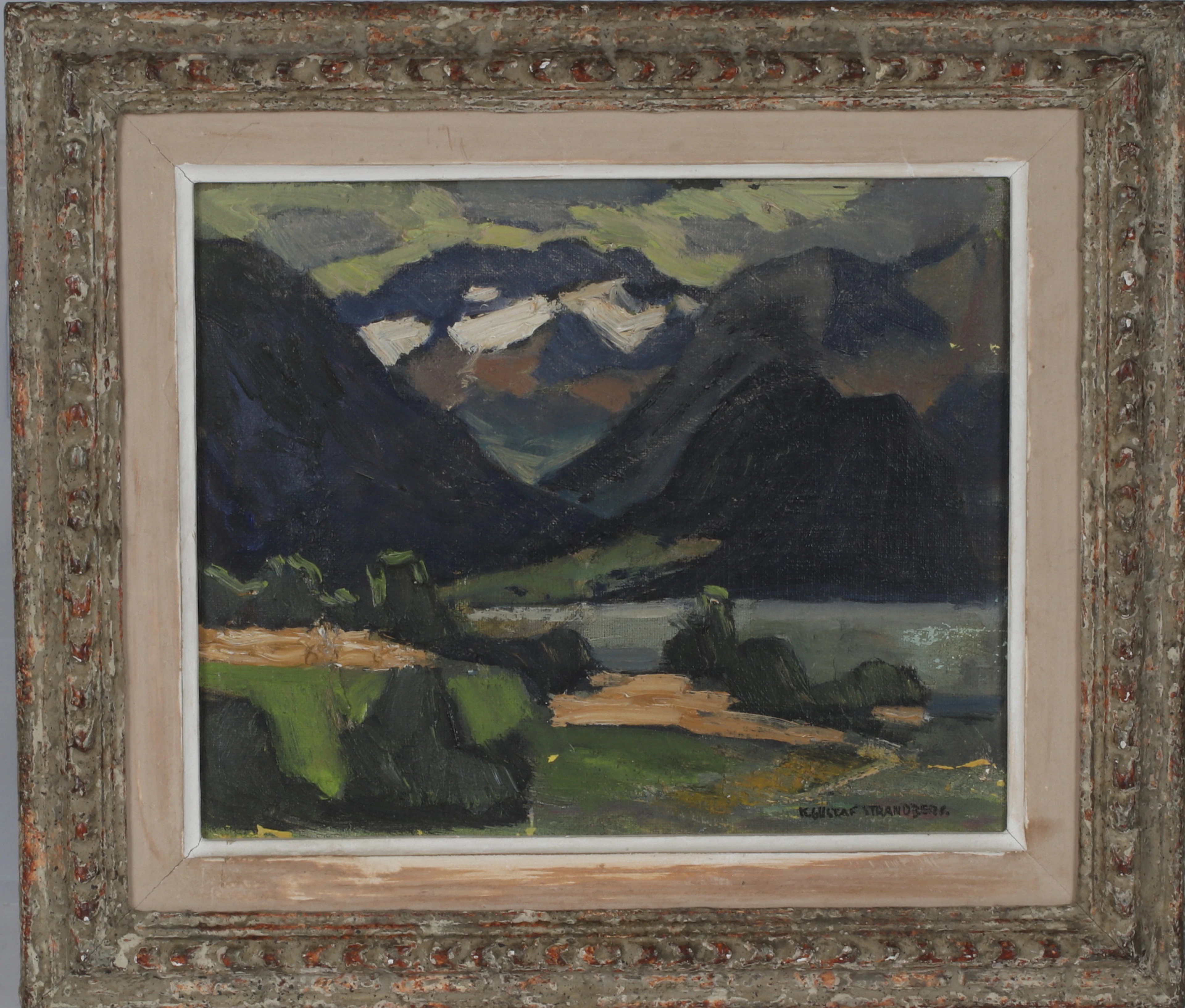 KARL GUSTAF STRANDBERG. Fjäll, olja på duk, signerad.