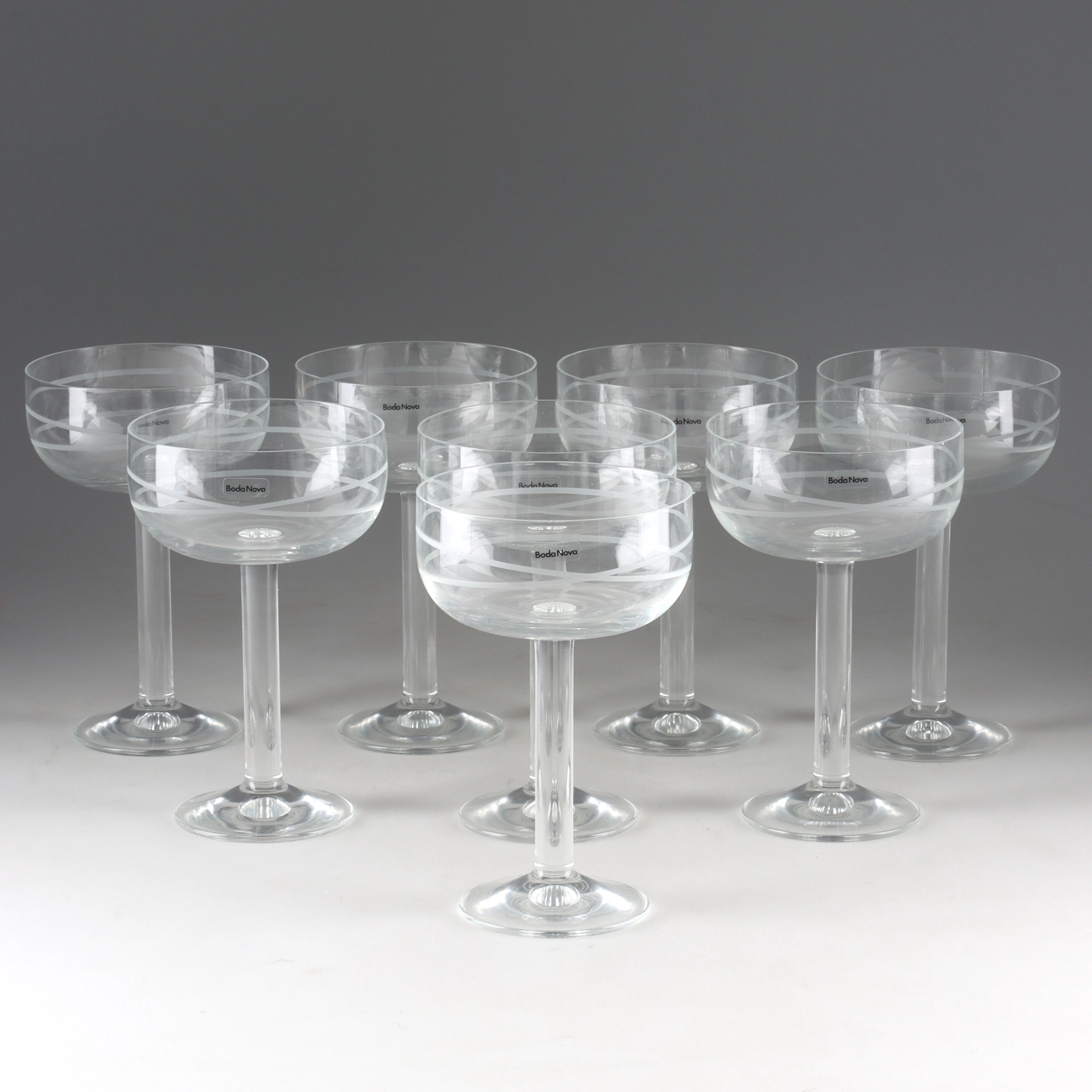 LISELOTTE HENRIKSEN. Champagnekupor, 8 st, glas, "Serpentine", Boda Nova.