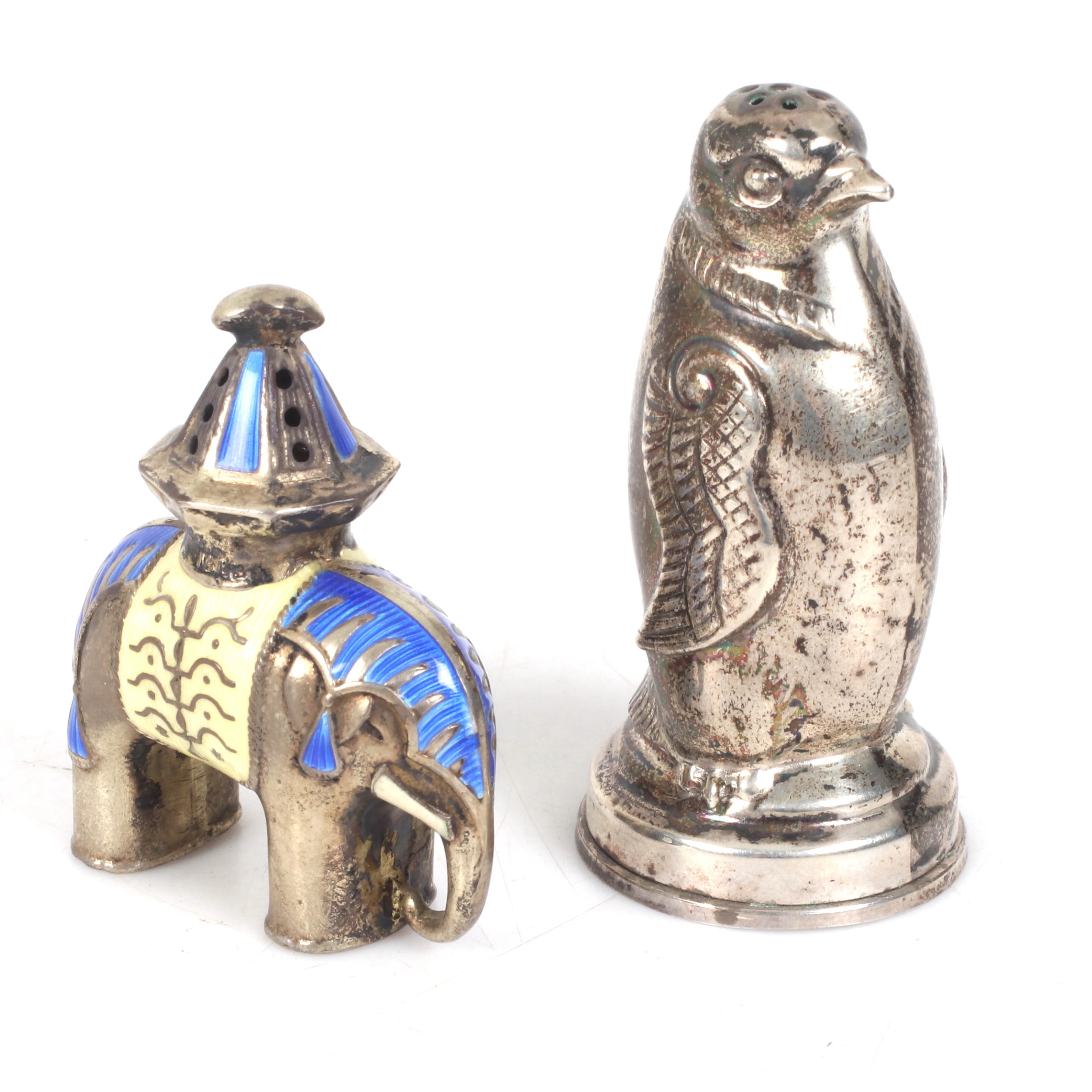 STÖARE, fågel samt elefant, silver, 1900-tal.