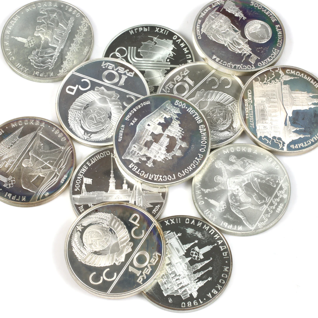 SILVERMYNT. 900/1000, 12 st, 3 och10 Rubel, Ryssland. 1900-tal.