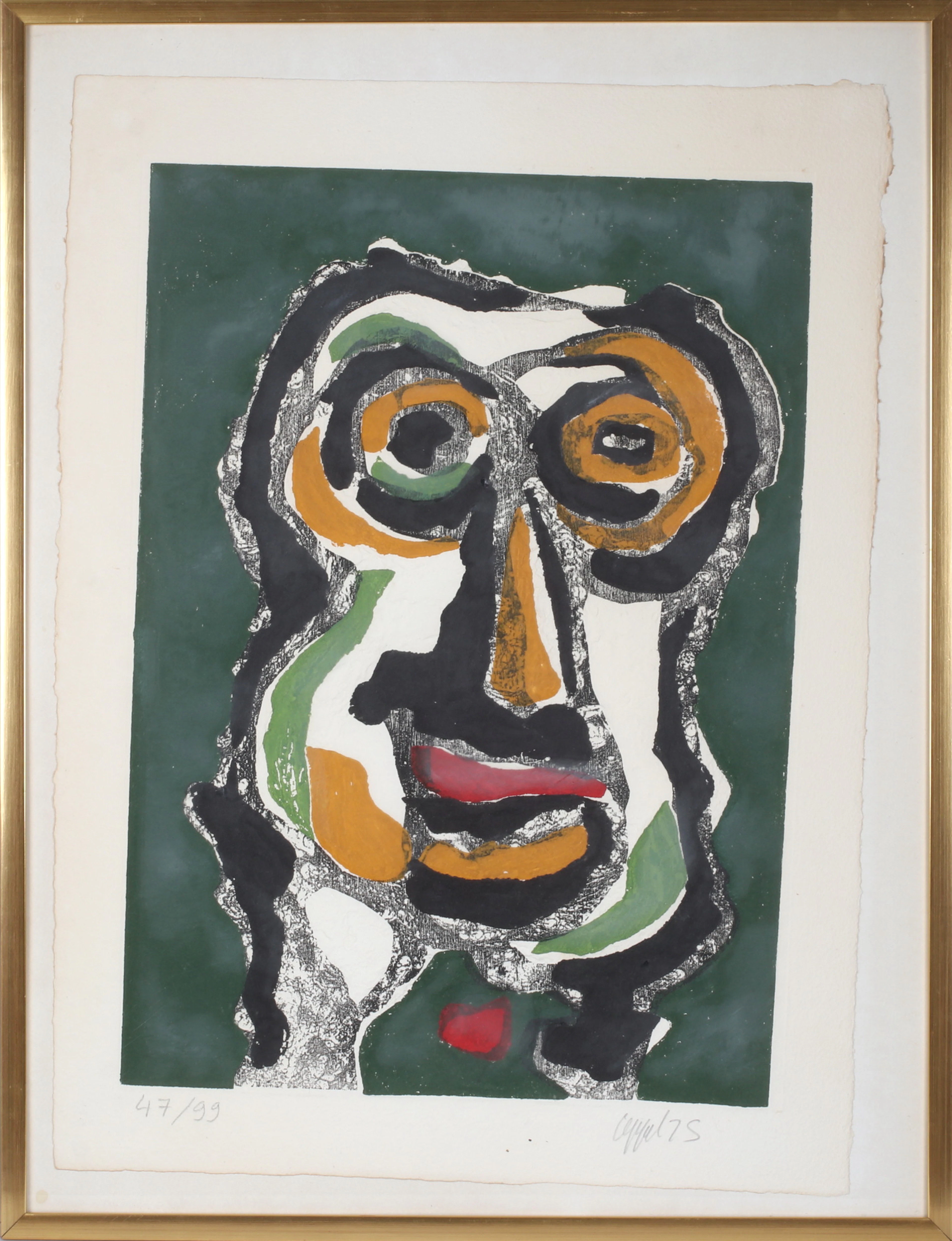 KAREL APPEL. Komposition med figur, Carborundom, signerad och numrerad