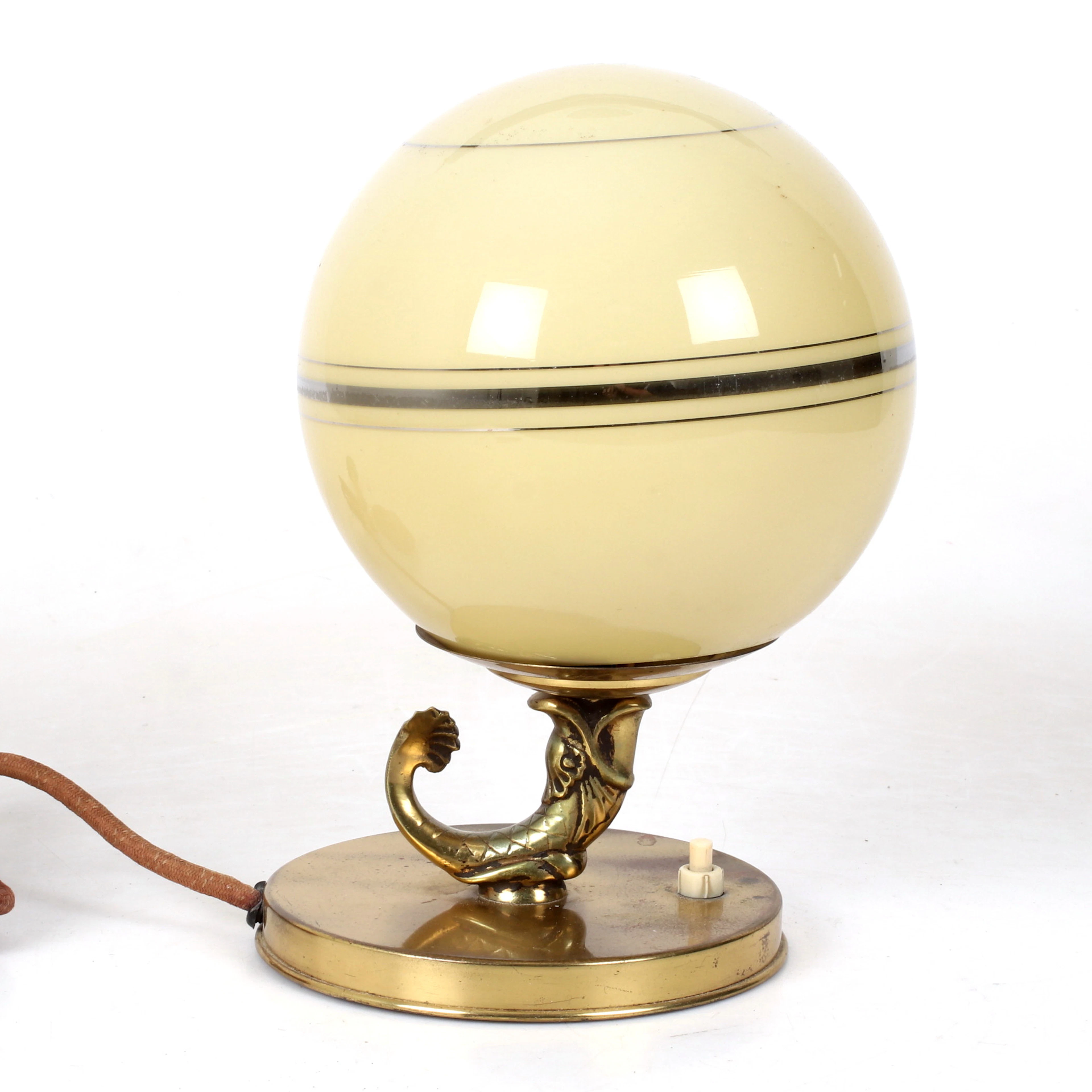 BORDSLAMPA, metall och glas, art deco, 1900-talets första hälft.