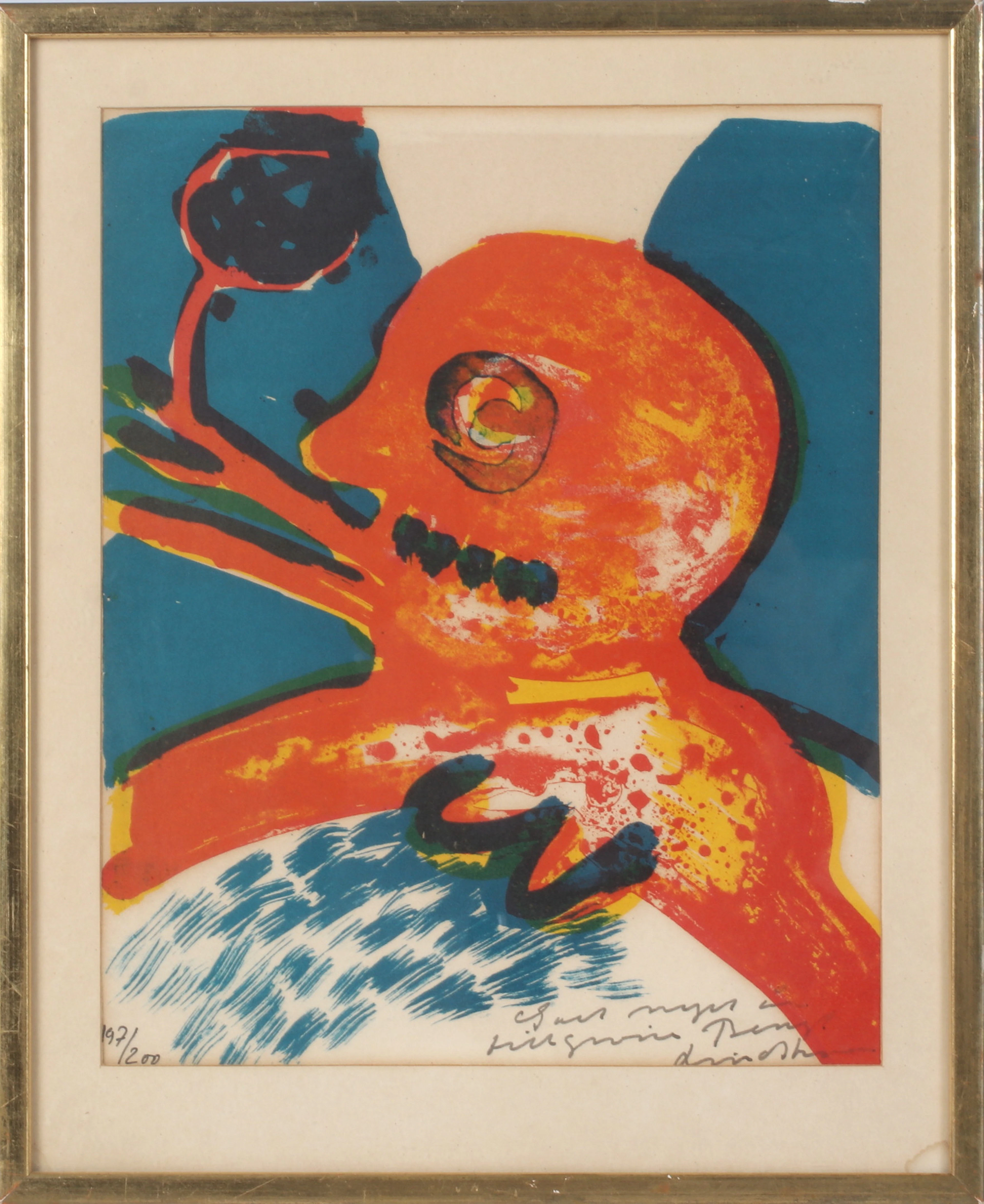 BENGT LINDSTRÖM. Figur med blomma, litografi, signerad och numrerad 197/200.