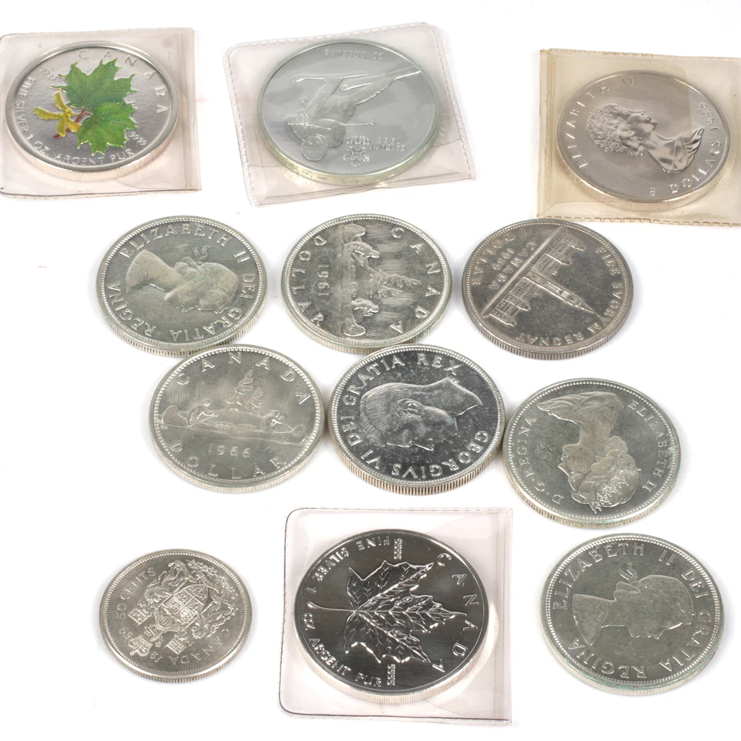 SILVERMYNT. 12 st. bl.a. 5 Dollar, Canada. 19/2000-tal.