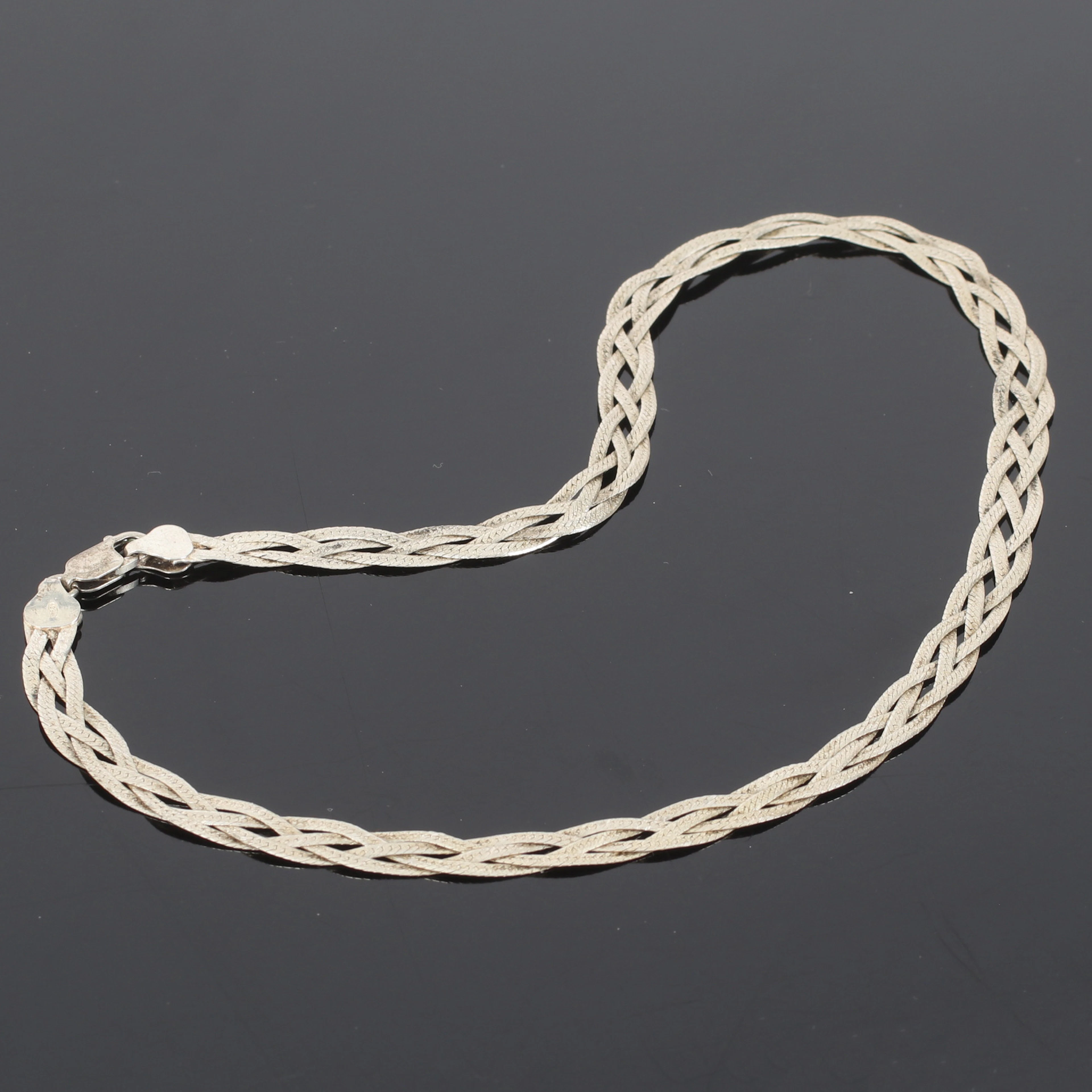 (2510-245) COLLIER, Sterling silver, flätad. 1900-tal.