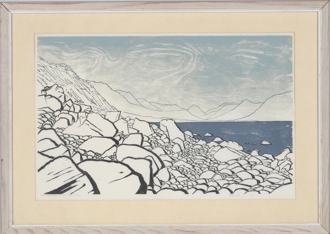 TORBJÖRN ZETTERHOLM. "Eyjatjödur mot Öxnadalur", träsnitt, signerad