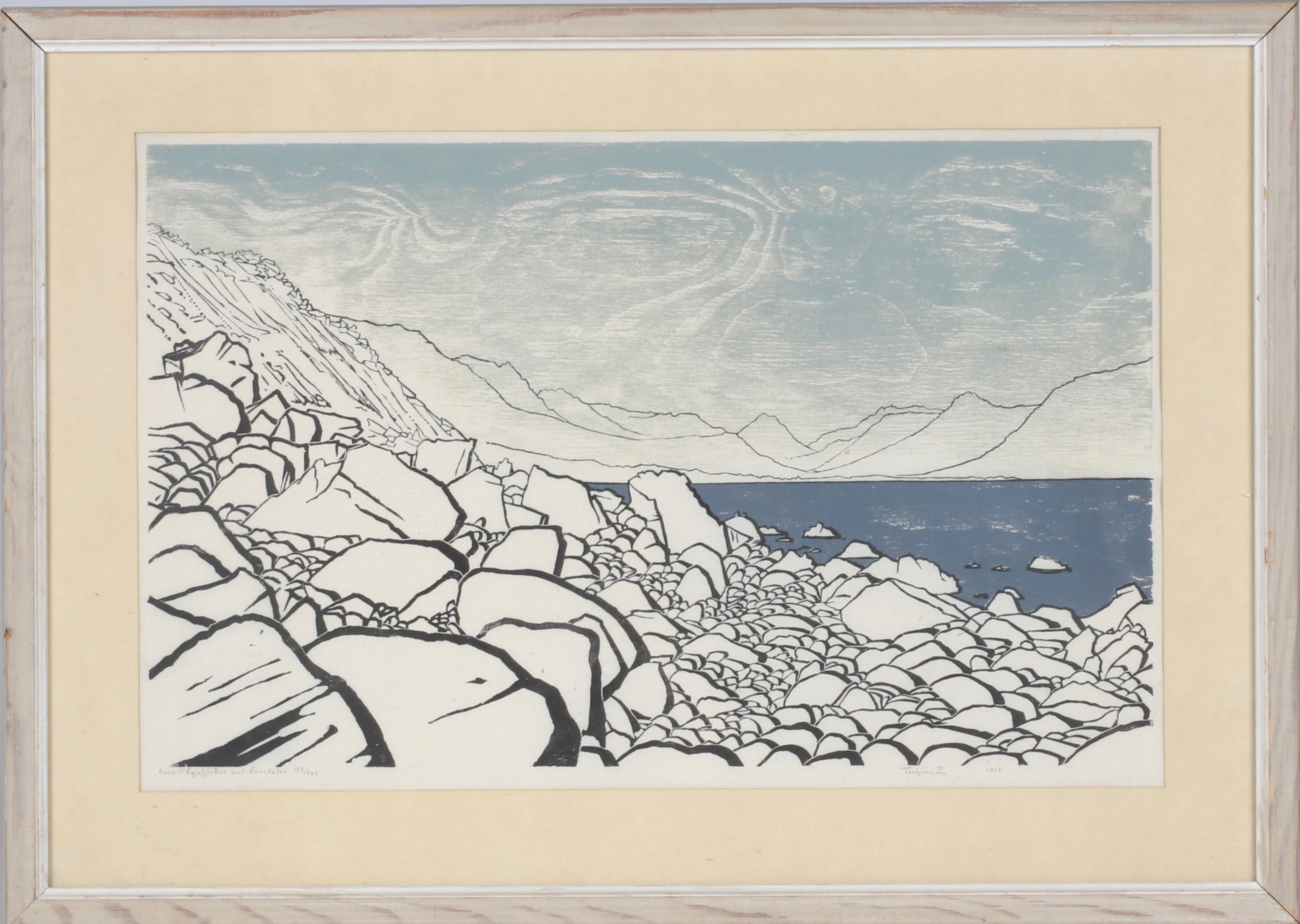TORBJÖRN ZETTERHOLM. "Eyjatjödur mot Öxnadalur", träsnitt, signerad