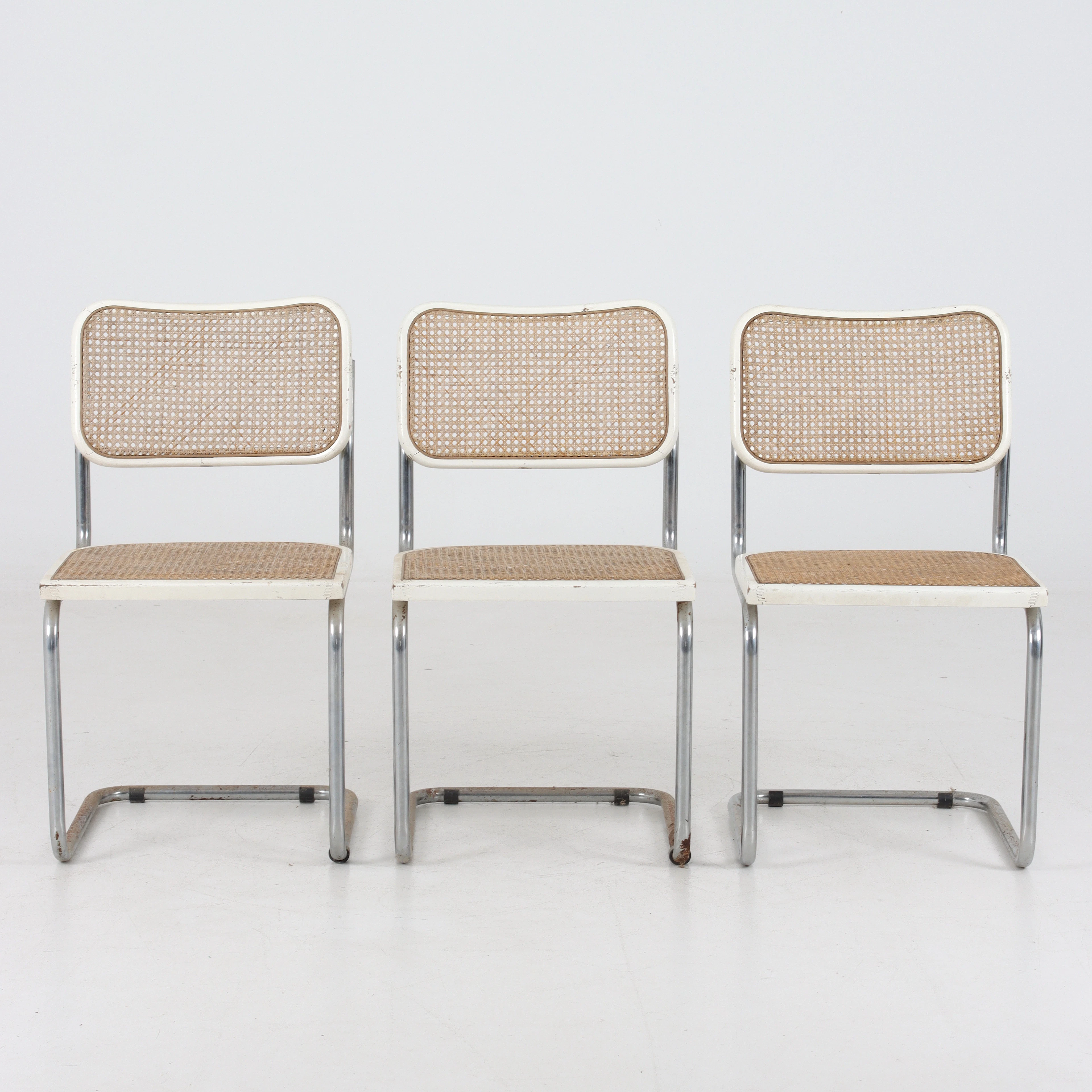 STOLAR, 3 st, stålrör och rotting, Bauhaus stil, Italien, 1900-talets