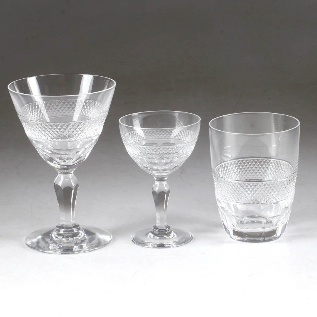 EDWARD HALD. Servisdelar, 32 st, "Rio", glas, Orrefors.