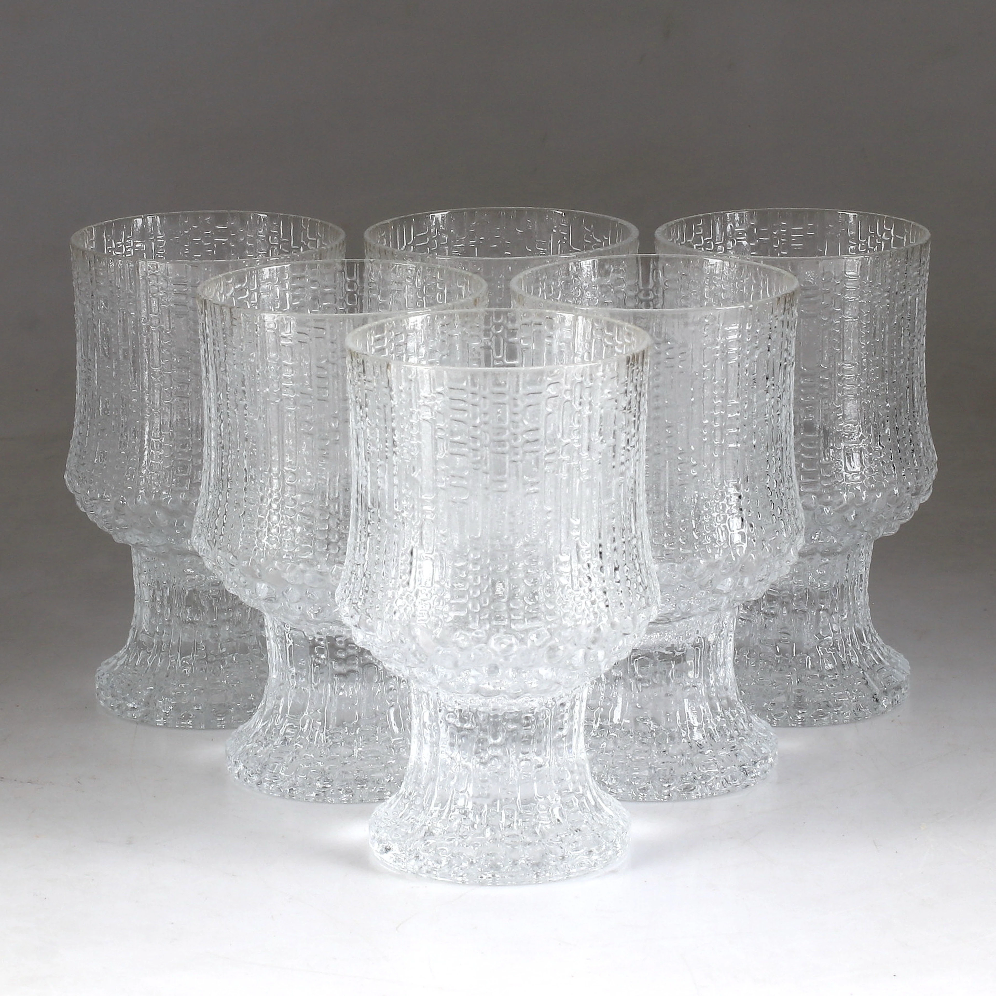 TAPIO WIRKKALA. Vinglas, 6 st, "Ultima Thule", glas, Iittala, Finland.