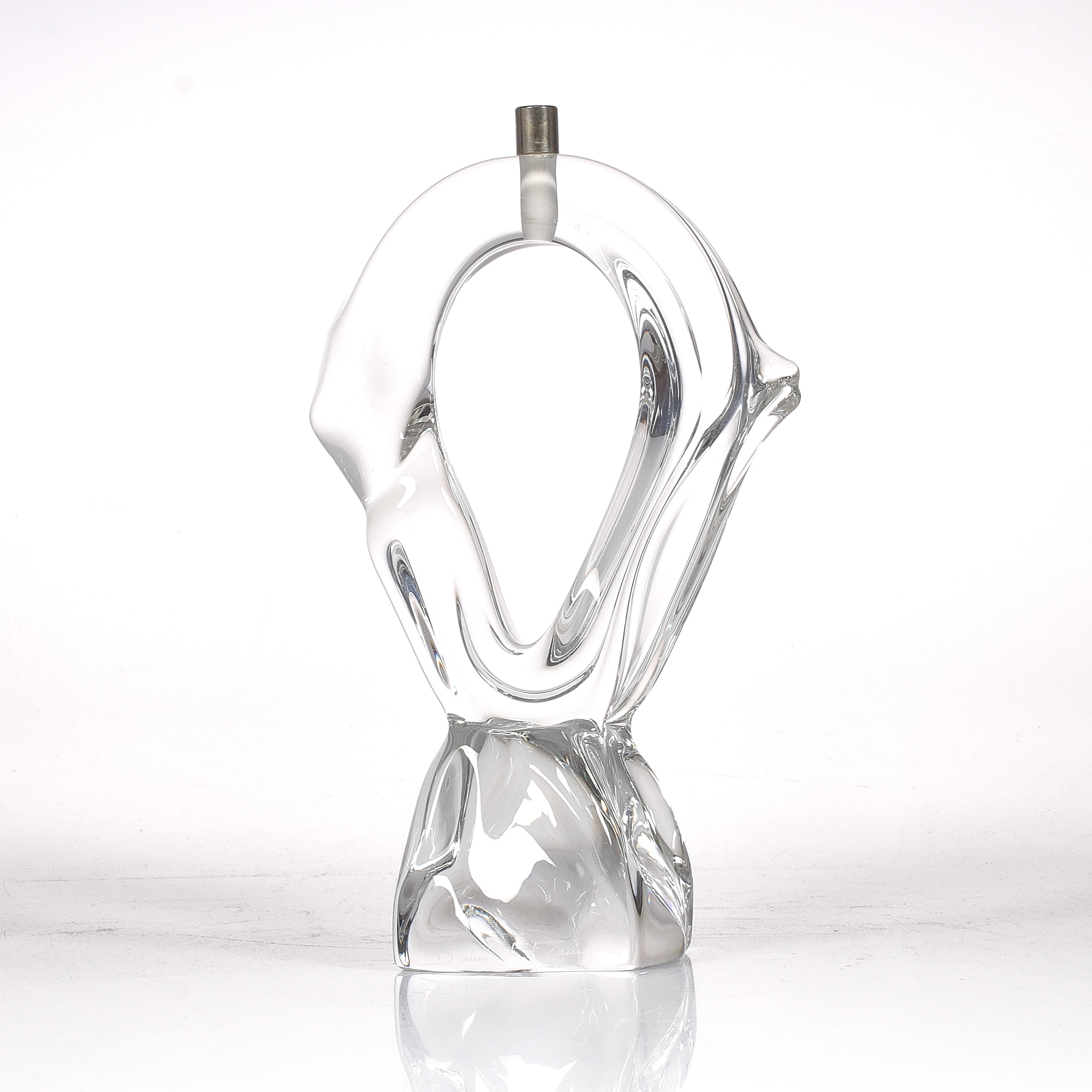 LAMPFOT/SKULPTUR, glas, signerad Daum, France.
