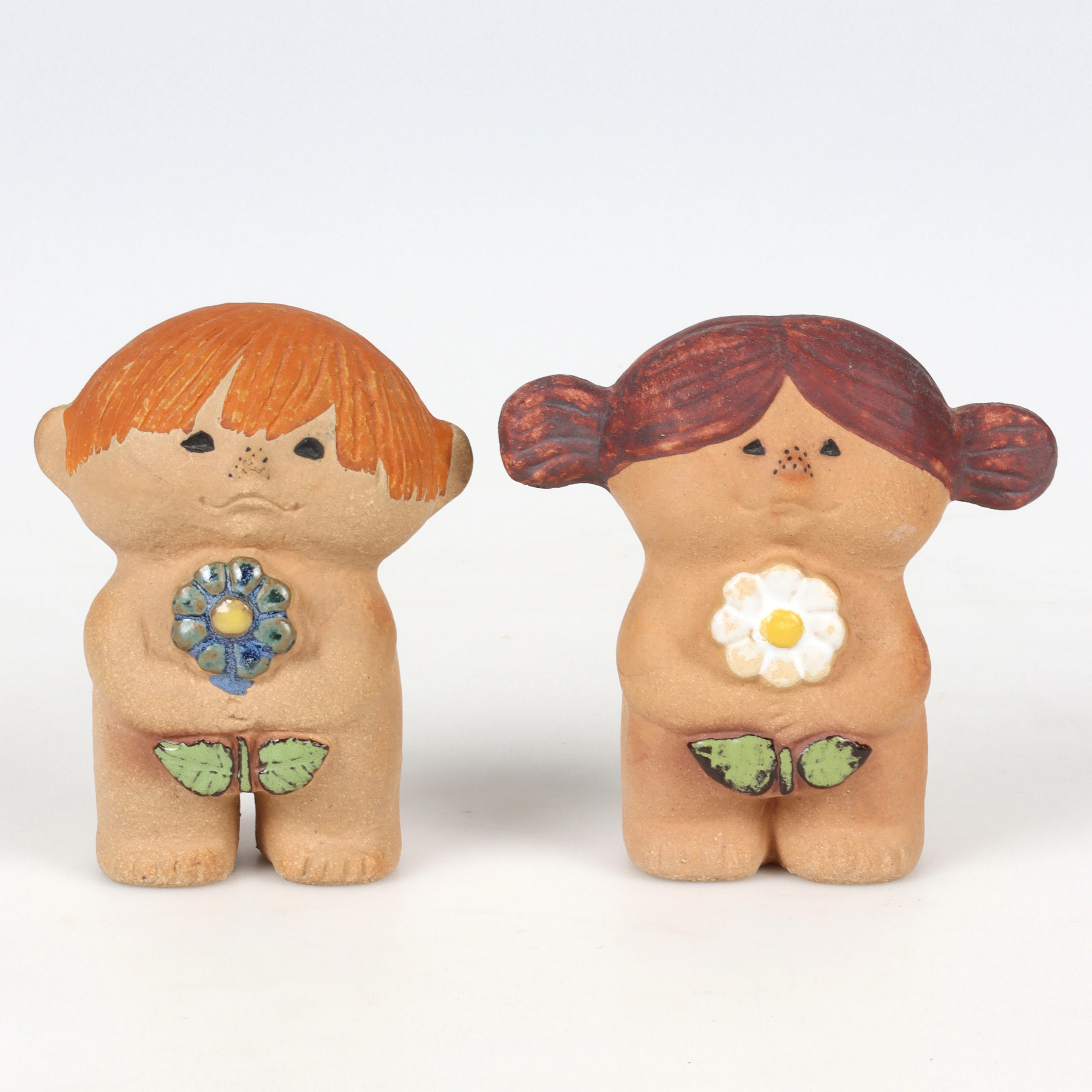 FIGURINER, 2 st, stengods, "Adam och Eva", Lisa Larson, Gustavsberg.
