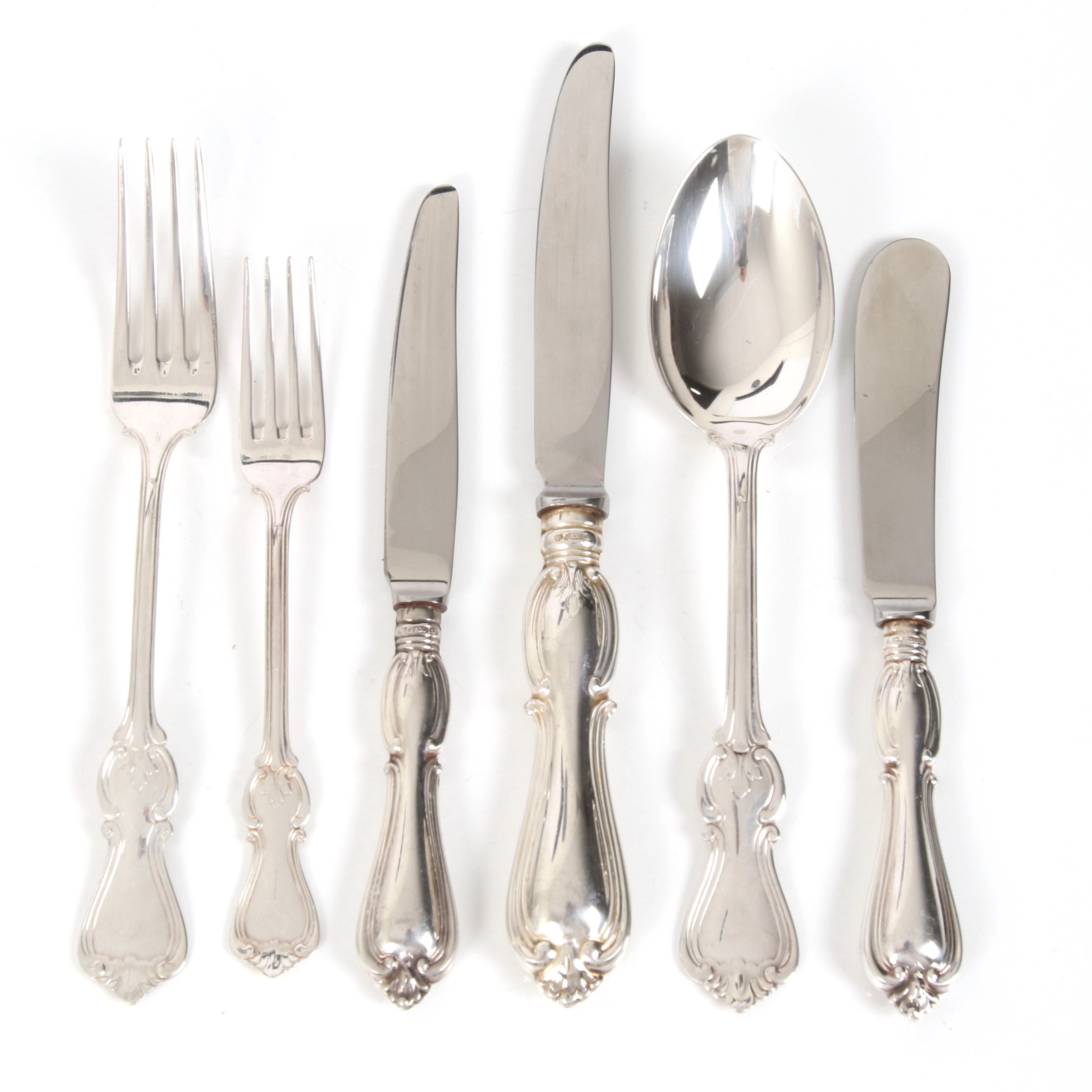 BESTICKSERVIS, 27 delar, silver, "Olga", GAB, Stockholm. 1900-tal.