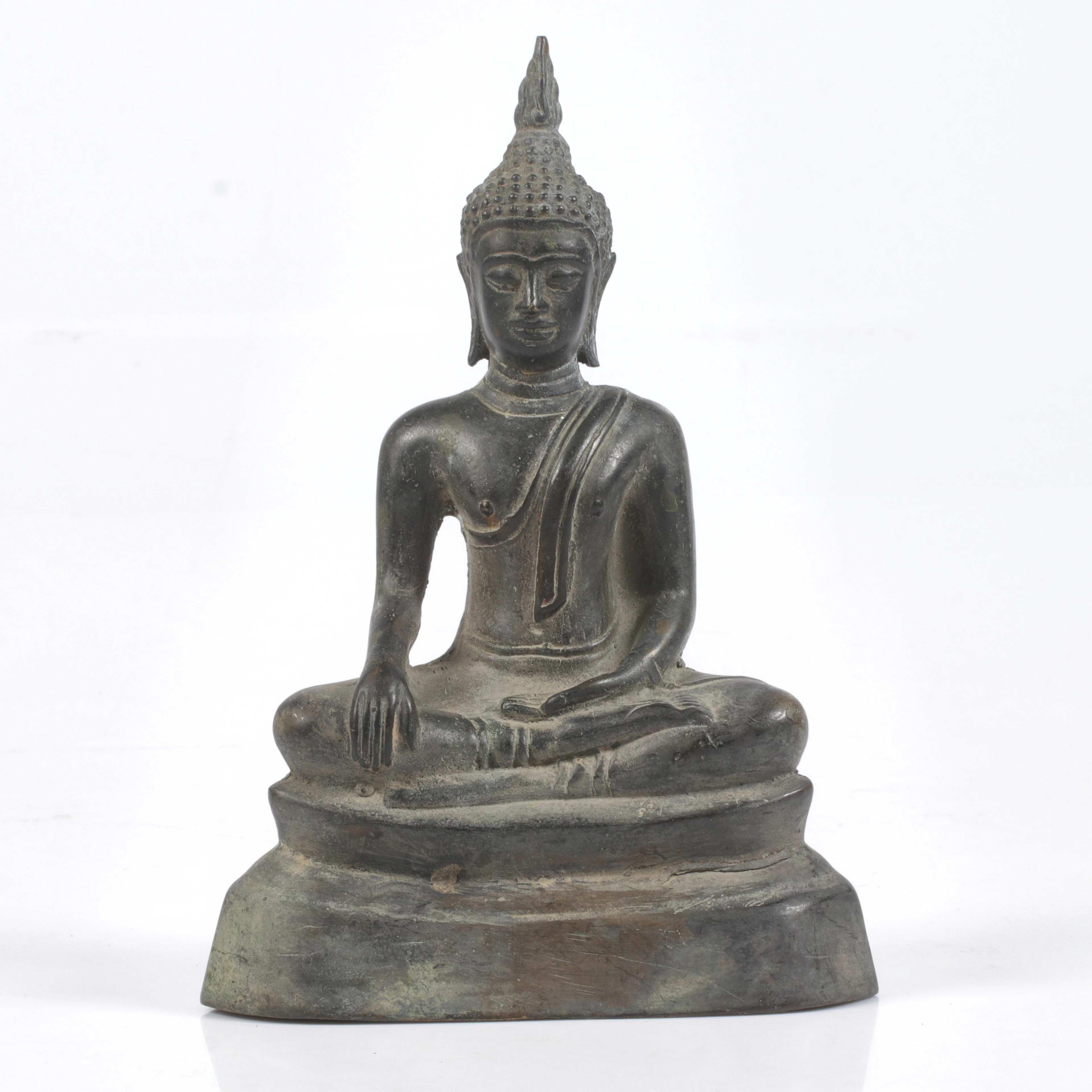 SKULPTUR, Buddha, patinerad metall.