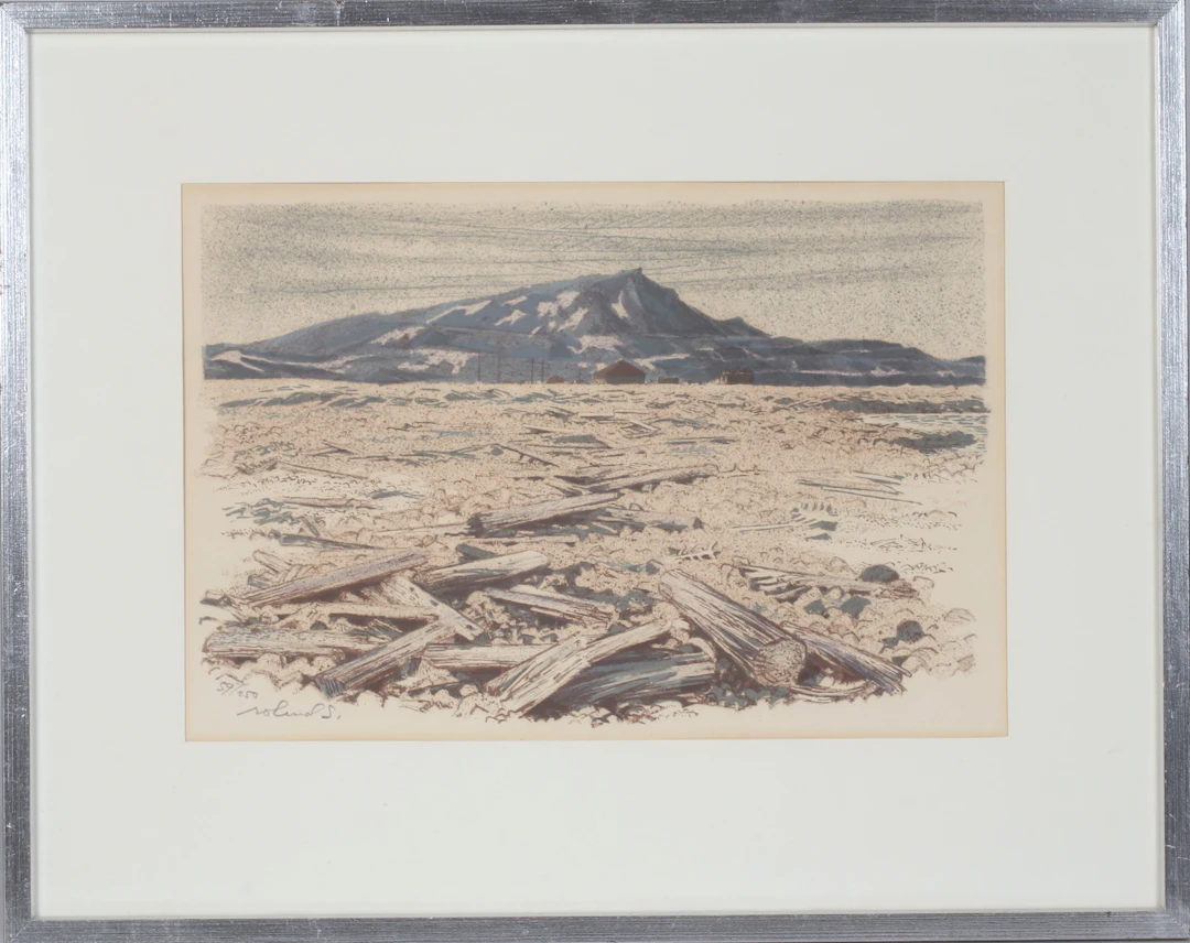 ROLAND SVENSSON. Komposition, färglitografi ur mappen "Arktiskt Land"