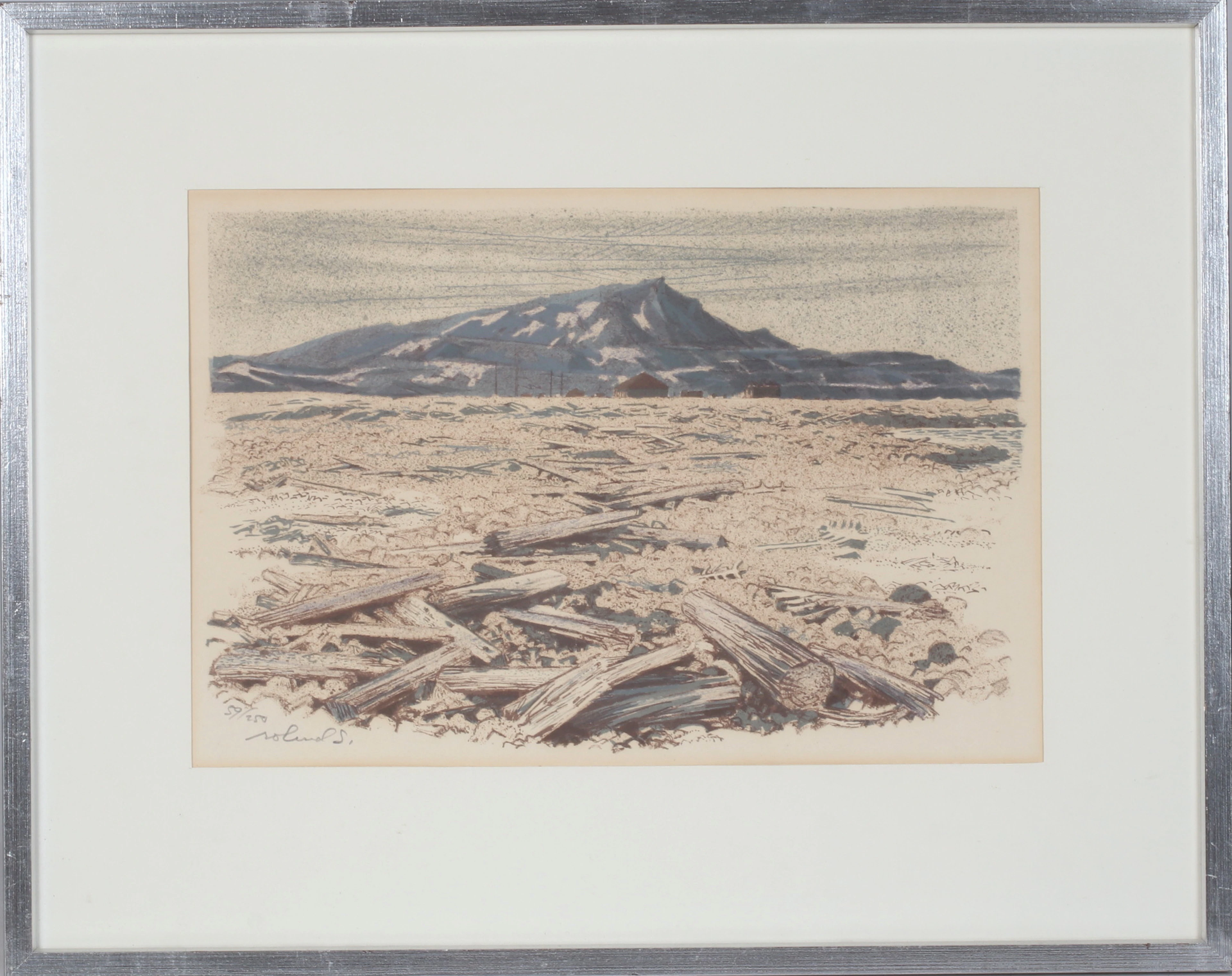 ROLAND SVENSSON. Komposition, färglitografi ur mappen "Arktiskt Land"