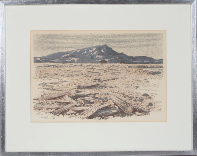 ROLAND SVENSSON. Komposition, färglitografi ur mappen "Arktiskt Land"