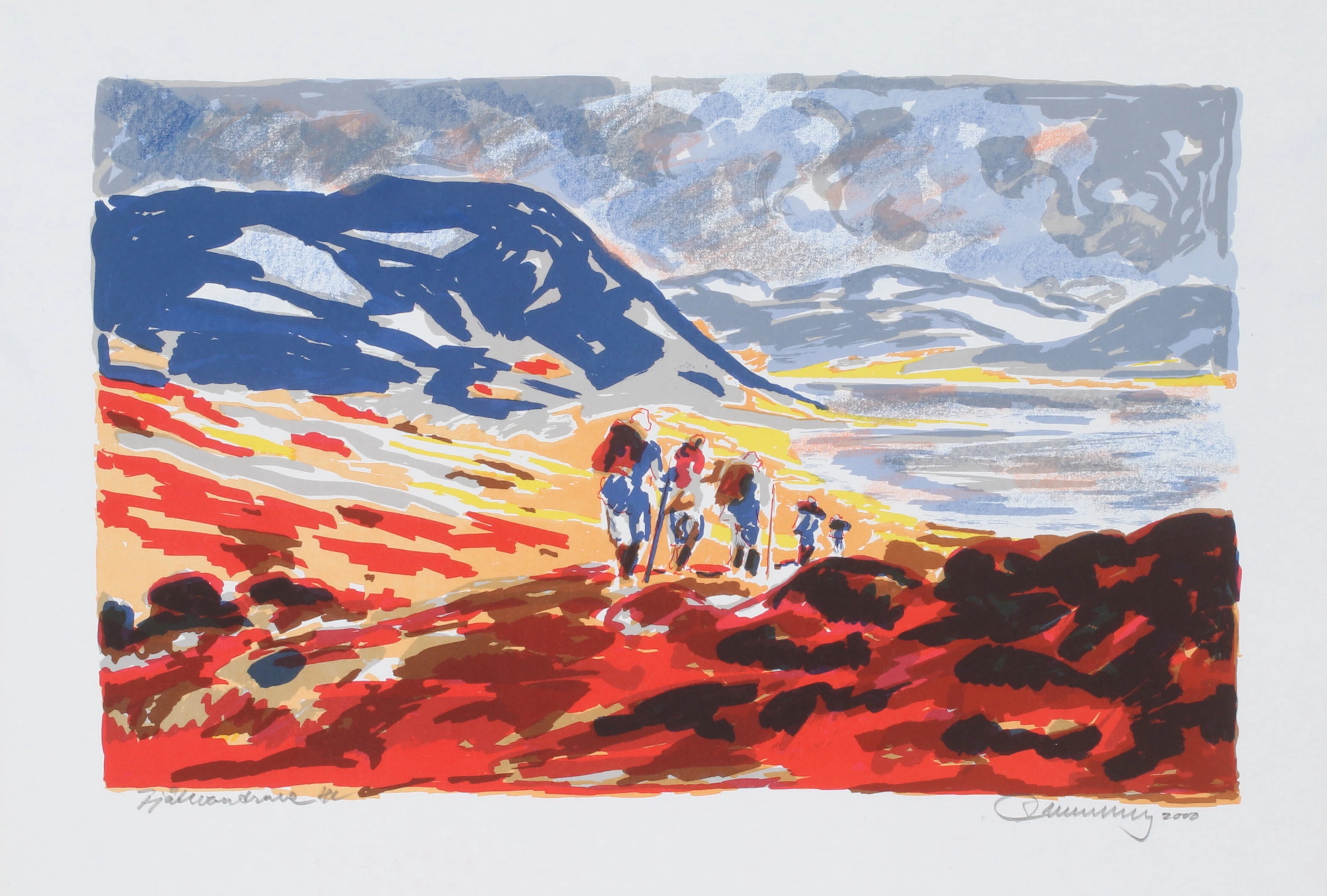 EINAR WENNBERG. "Fjällvandrare", litografi, signerad HC upplaga, daterad 2000.