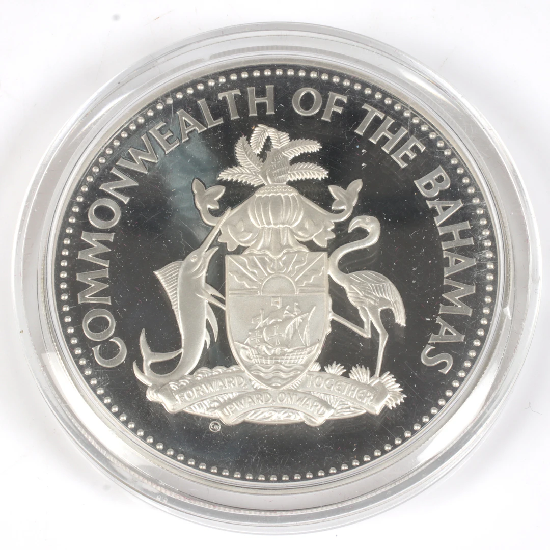 SILVERMEDALJ, 925/1000, 25 Dollar, Bahamas. 1985.