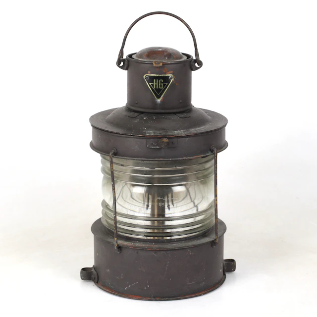 LANTERNA, koppar och glas, märkt HG, 1900-tal.