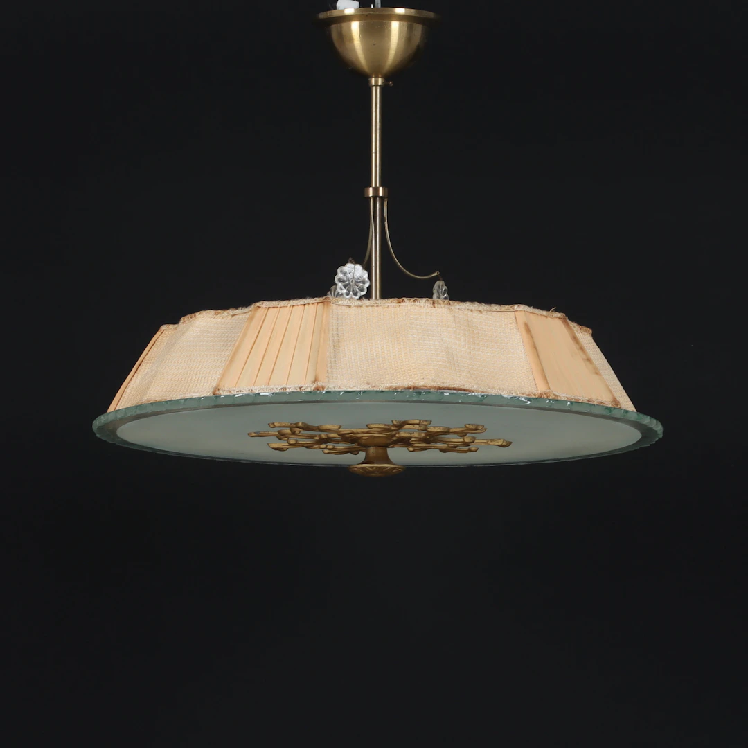 TAKPLAFOND, glas med metalldekor, 1940/50-tal.