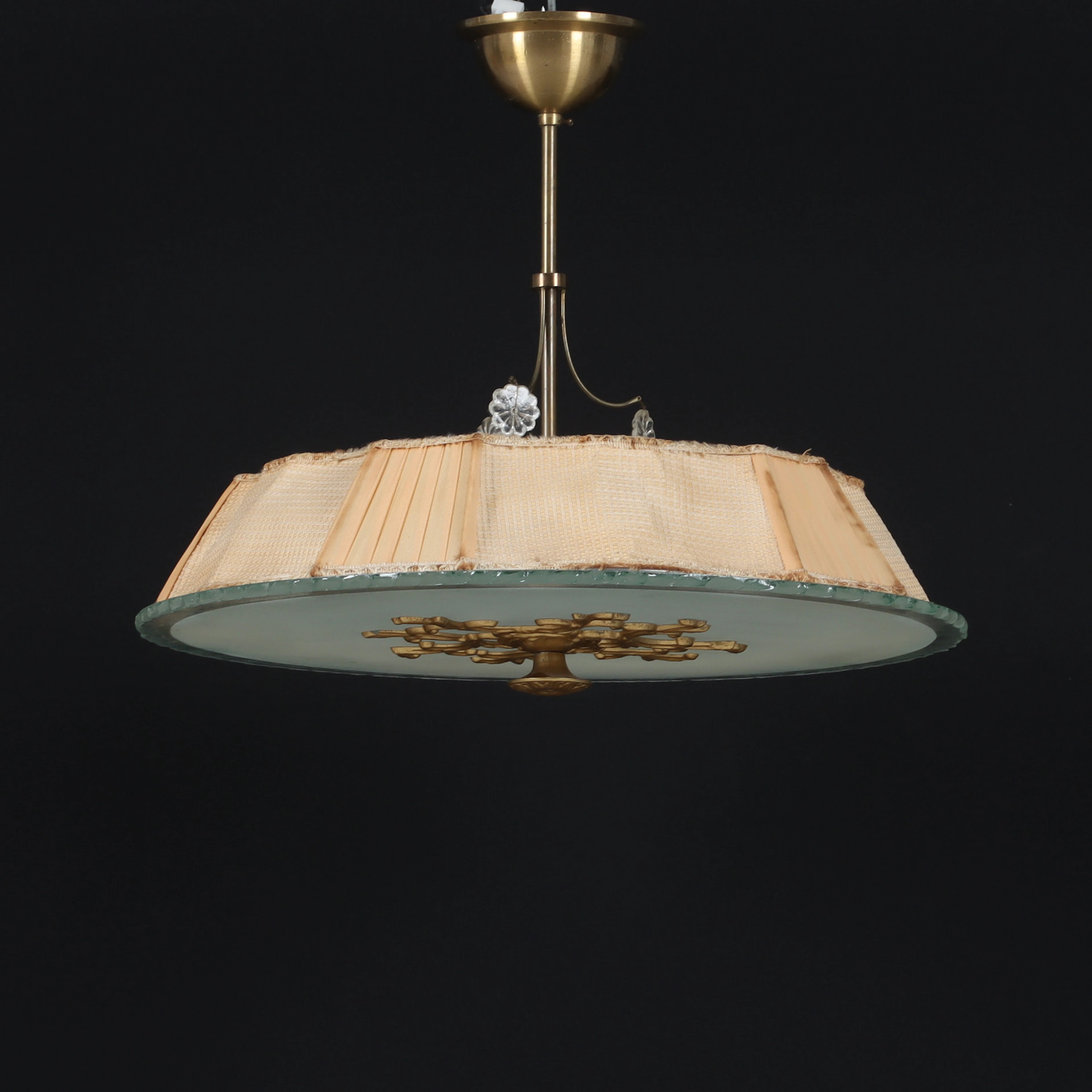 TAKPLAFOND, glas med metalldekor, 1940/50-tal.