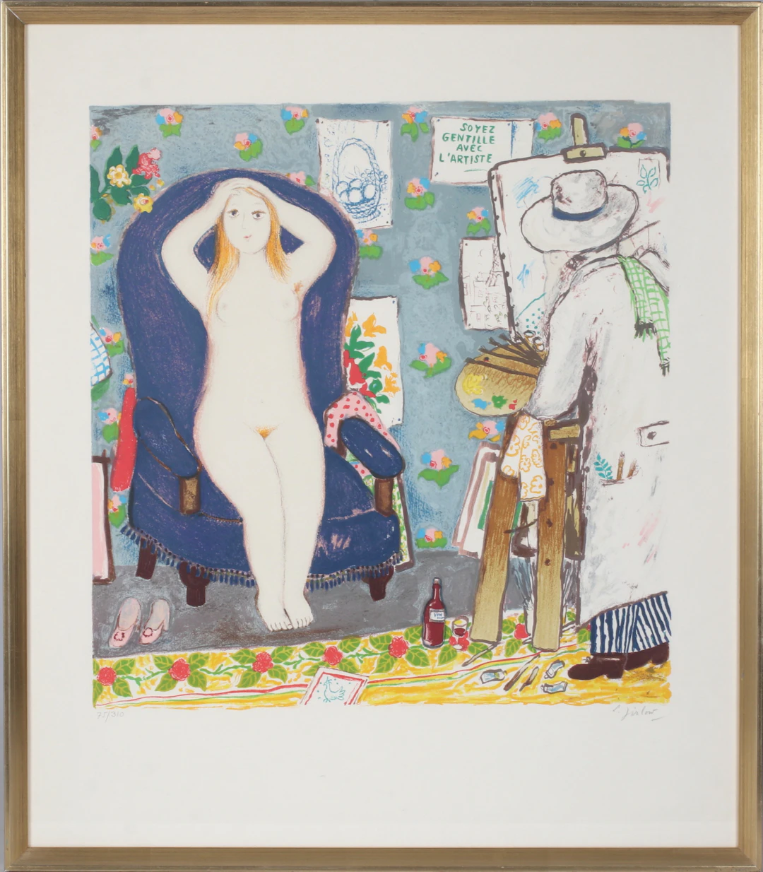 LENNART JIRLOW. "Målaren och flickan", litografi, signerad och numrerad 75/310.