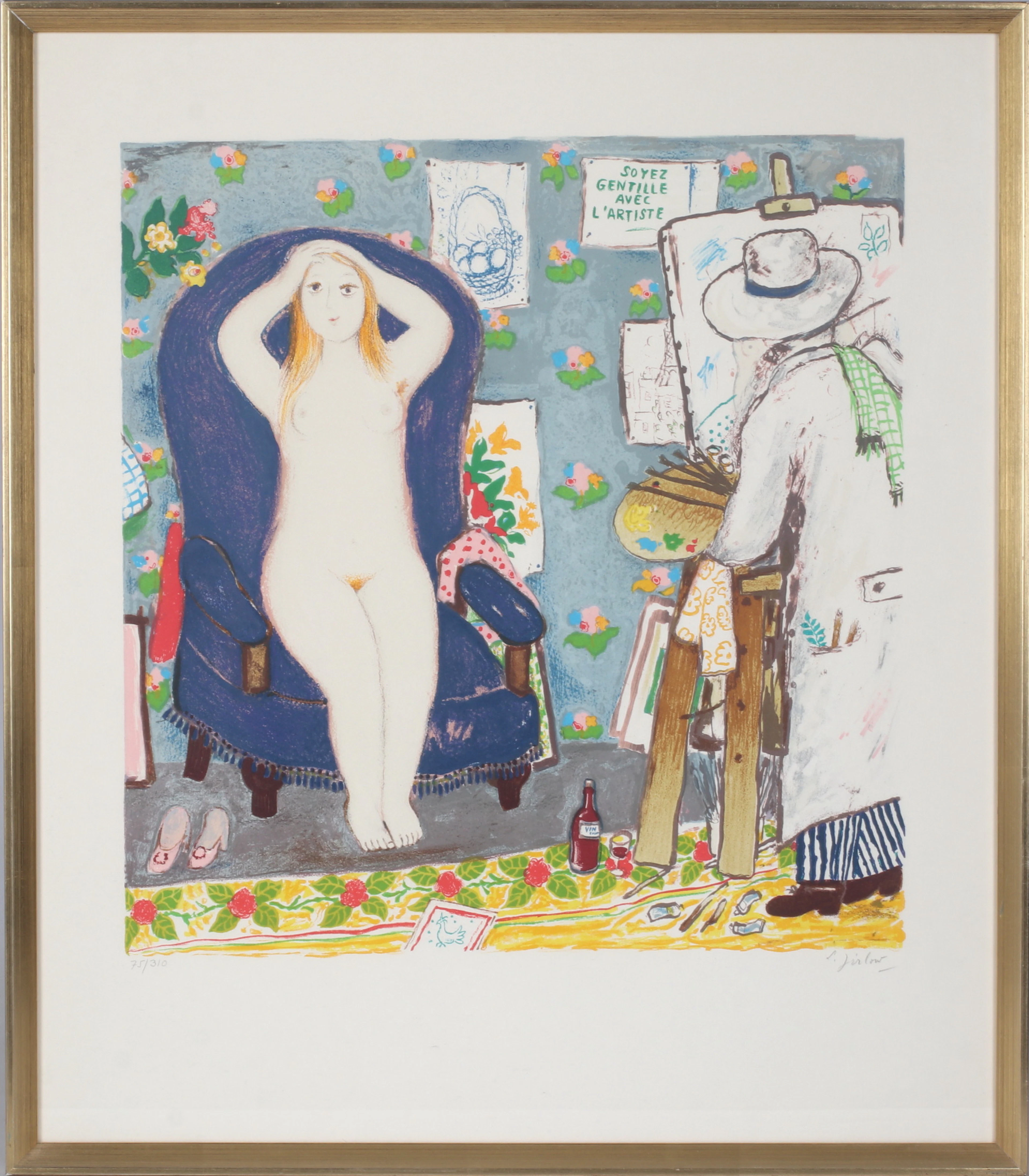 LENNART JIRLOW. "Målaren och flickan", litografi, signerad och numrerad 75/310.