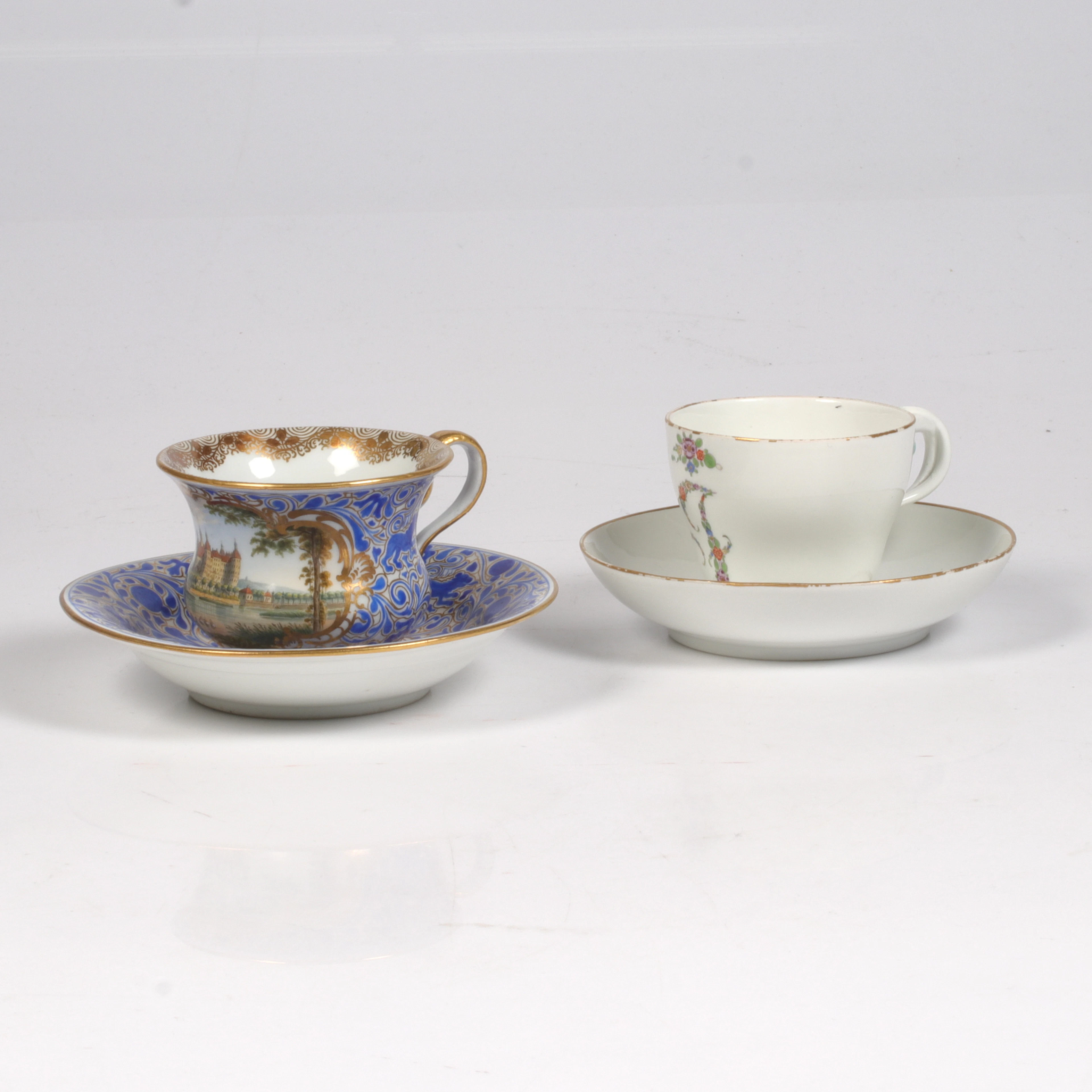 KAFFEKOPPAR med FAT, 4 delar, porslin, Meissen, Tyskland. 1800-tal.