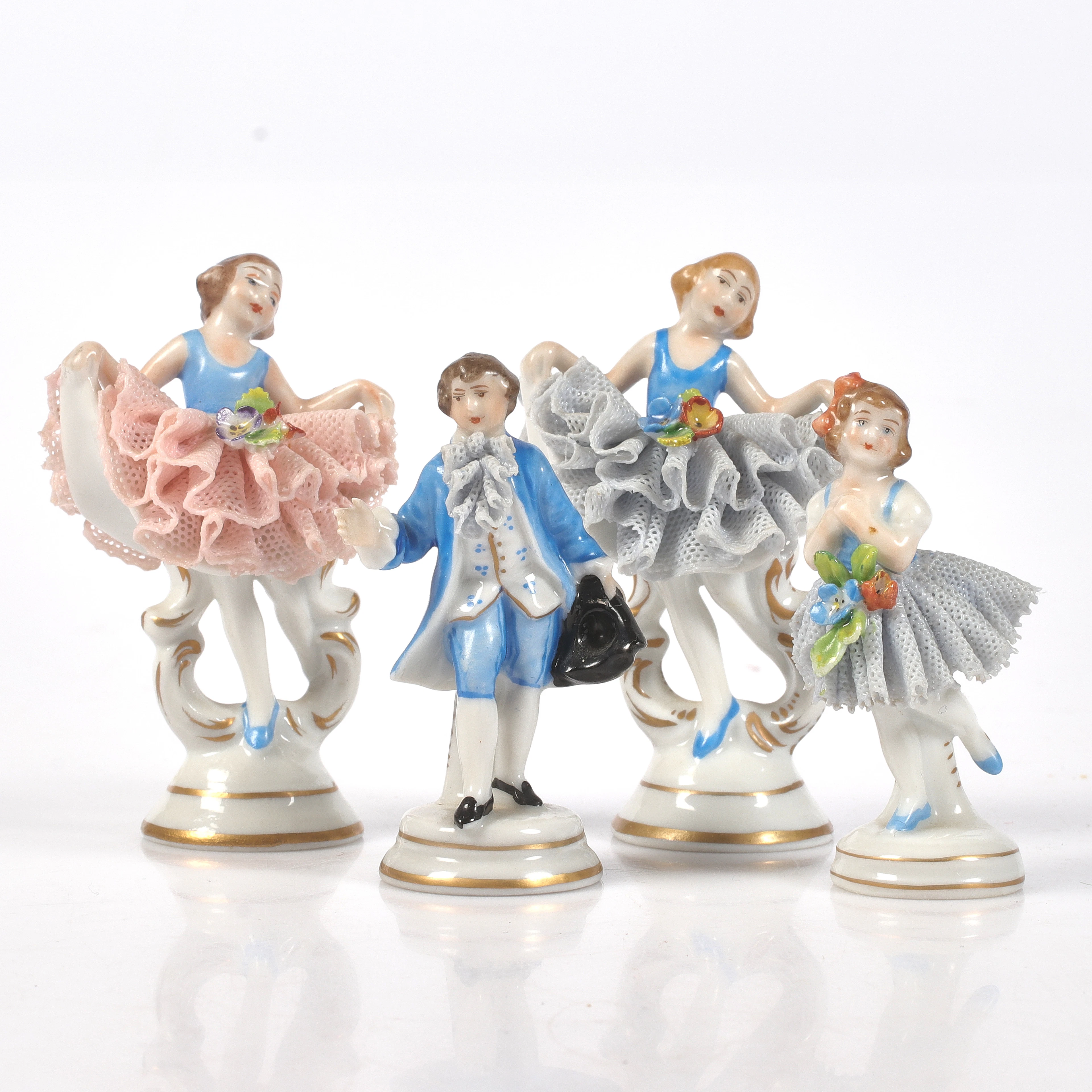 FIGURINER, 4 st, porslin, Porzellanfabrik Sandizell, Höffner & Co