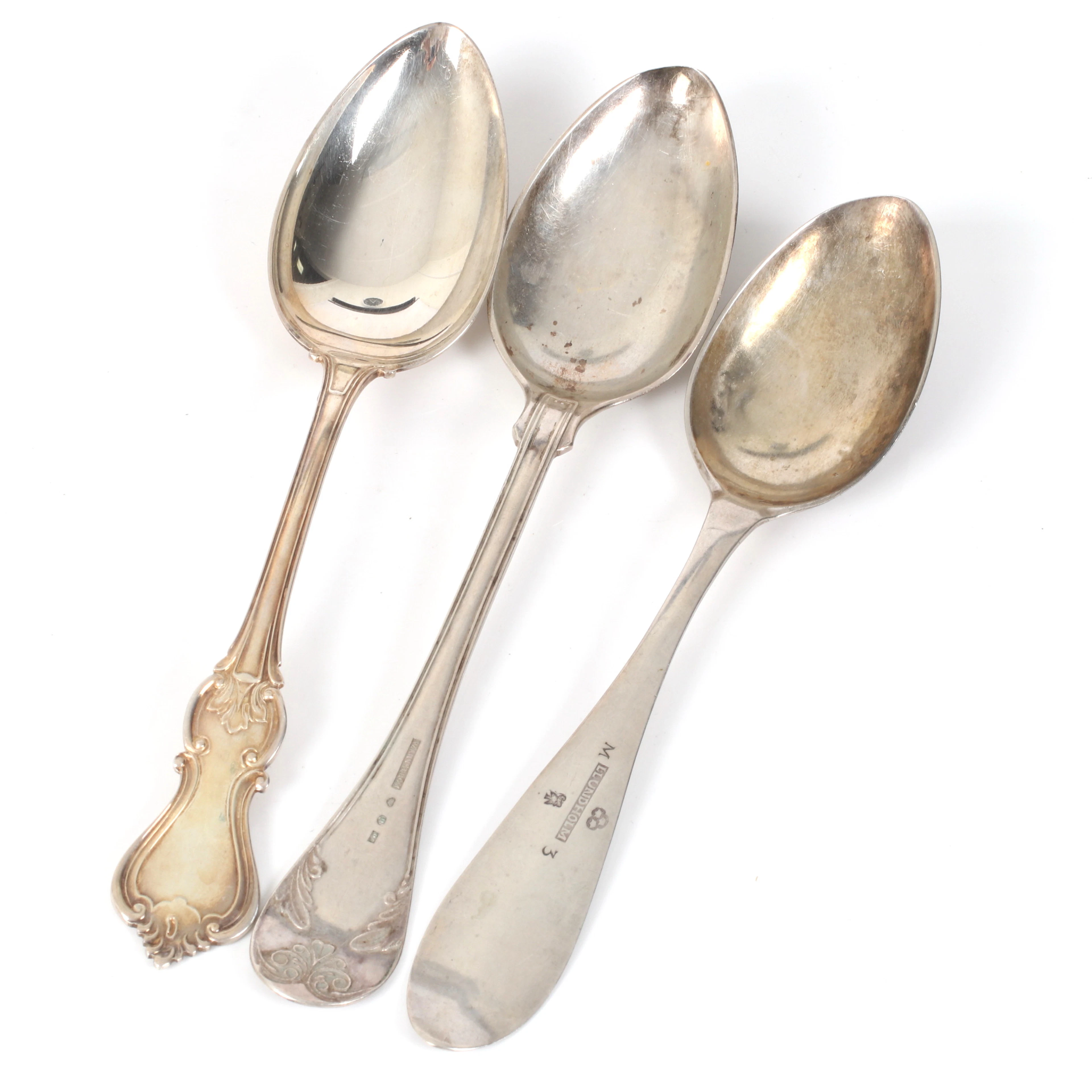 SKEDAR 3 st, silver, bl.a. Wilhelm Ahnström 1892. Vikt 180 gram.